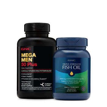Mega Men 50 Plus Multivitamin + Fish Oil Bundle &#40;60 Servings Each&#41;  | GNC