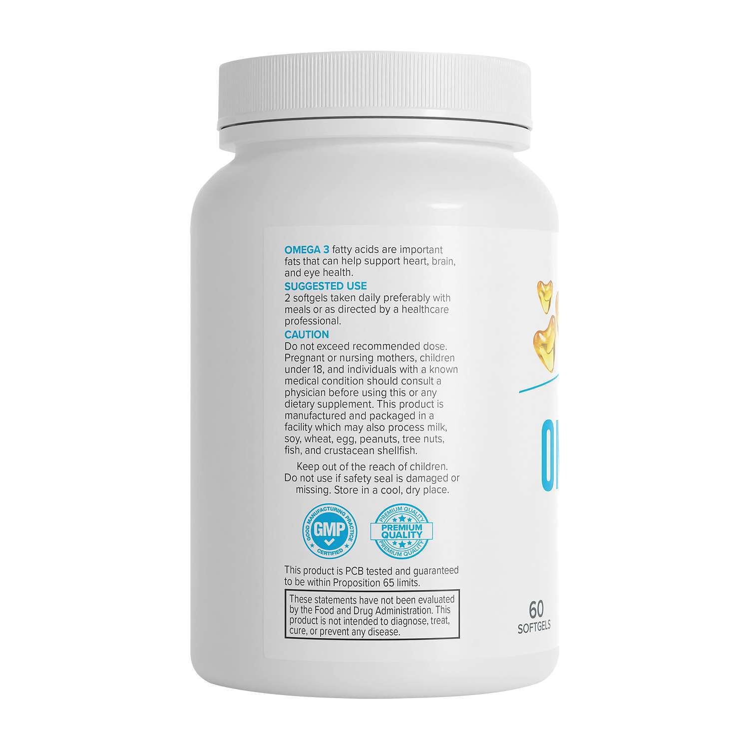 Omega 3 Fish Oil - 60 Softgels (30 Servings)  | GNC