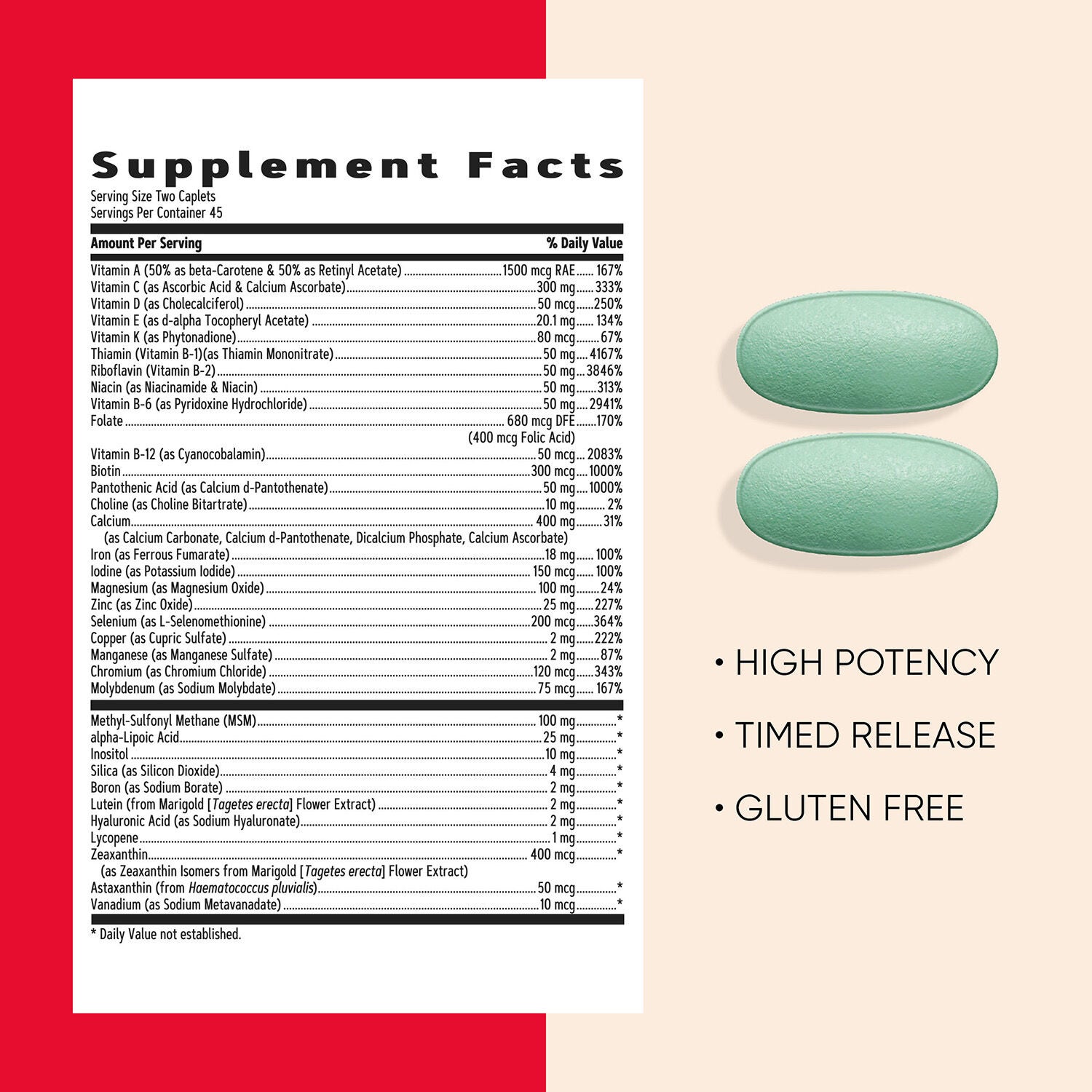 Active Multivitamin - 90 Caplets (45 Servings)  | GNC