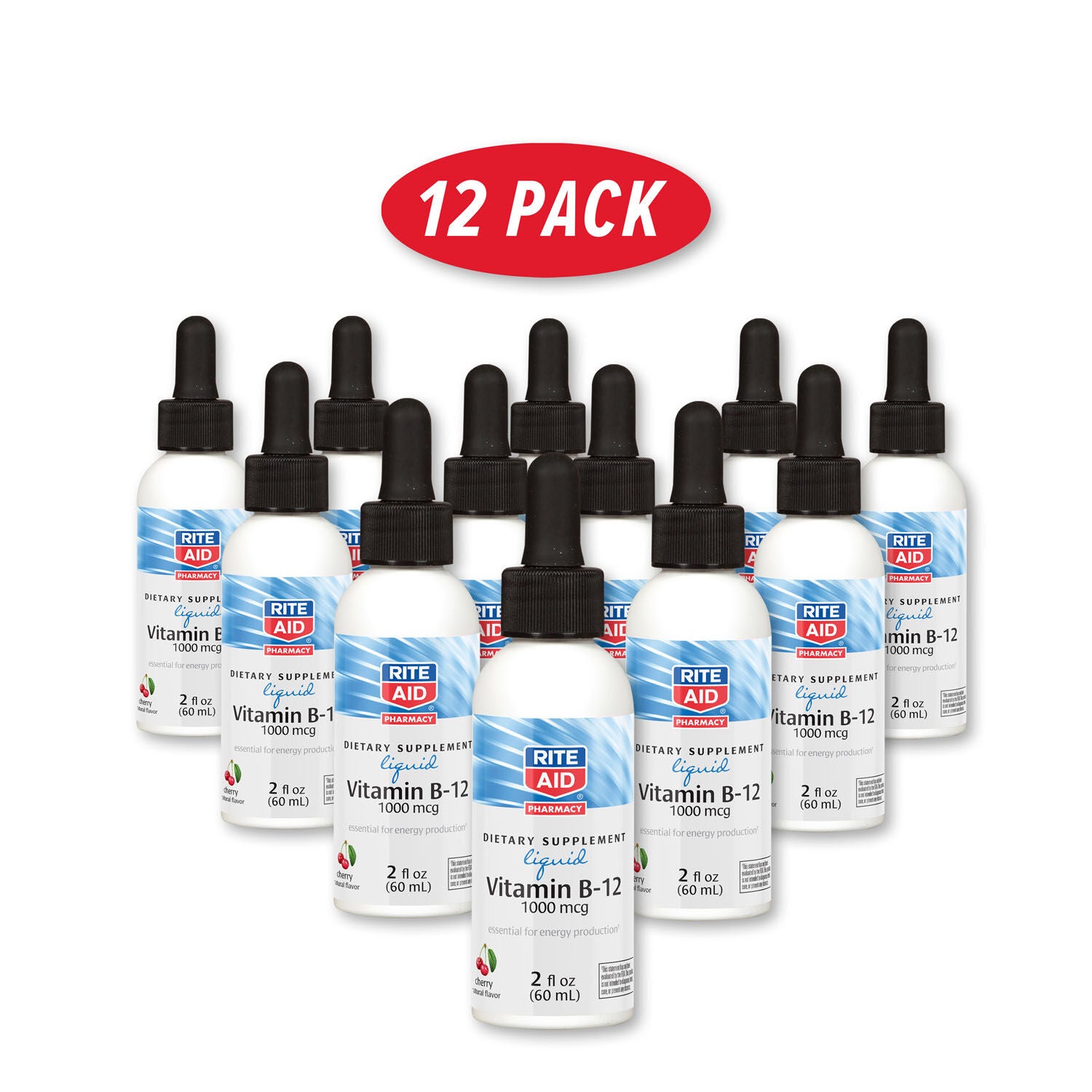 Liquid Vitamin B12 1000mcg 12 Pack (60 Servings Each) GNC