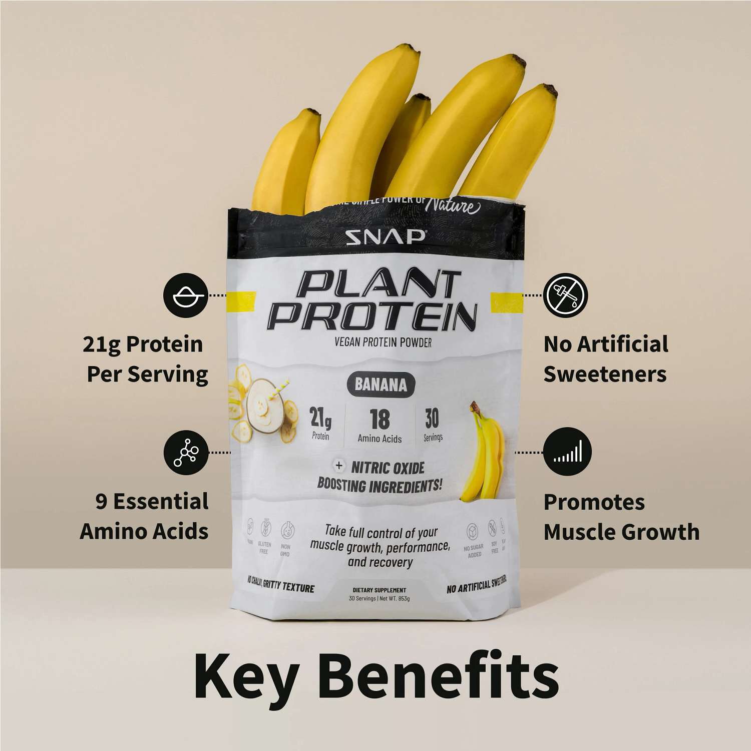 Plant Based Vegan Protein Powder - Banana (30 Servings) Banana | GNC