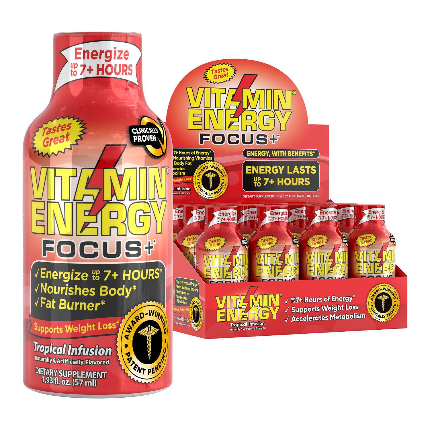 Focus+ - Tropical Infusion - 1.93 oz (12 Bottles) | GNC