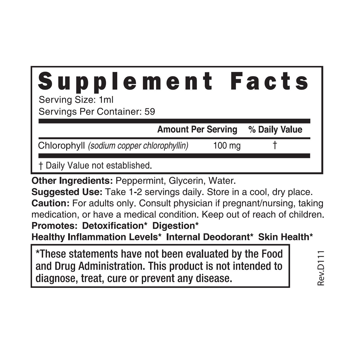 Chlorophyll 100mg - Peppermint - 2 oz. (59 Servings)  | GNC