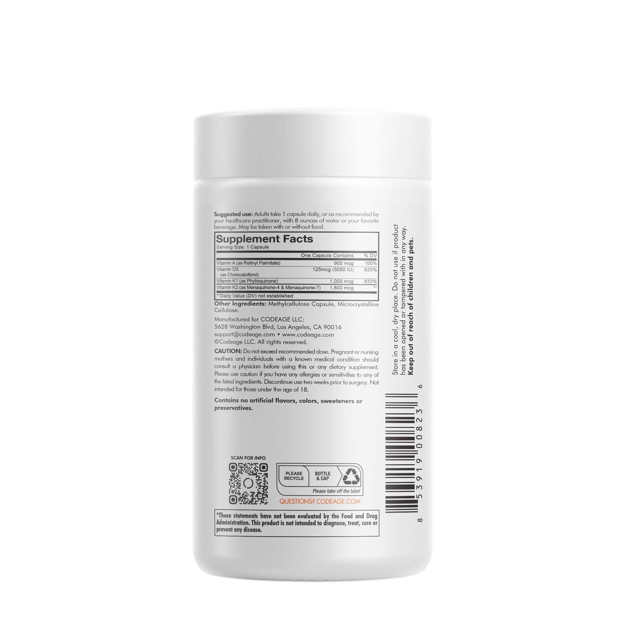 ADK Vitamin Supplement - 180 Capsules (180 Servings)