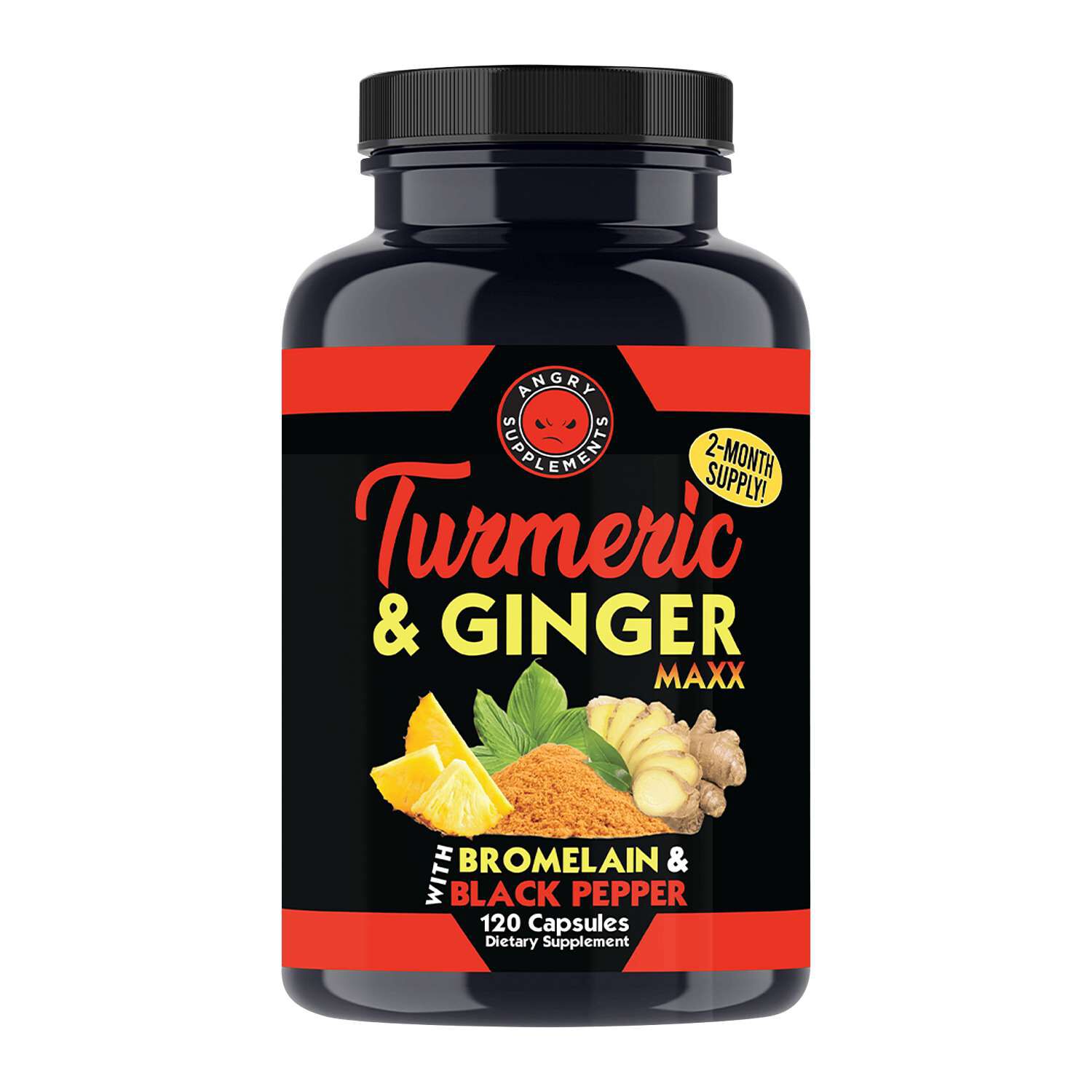 Turmeric and Ginger Maxx with Bromelain and Black Pepper - 120 Capsules (60 Servings) | GNC