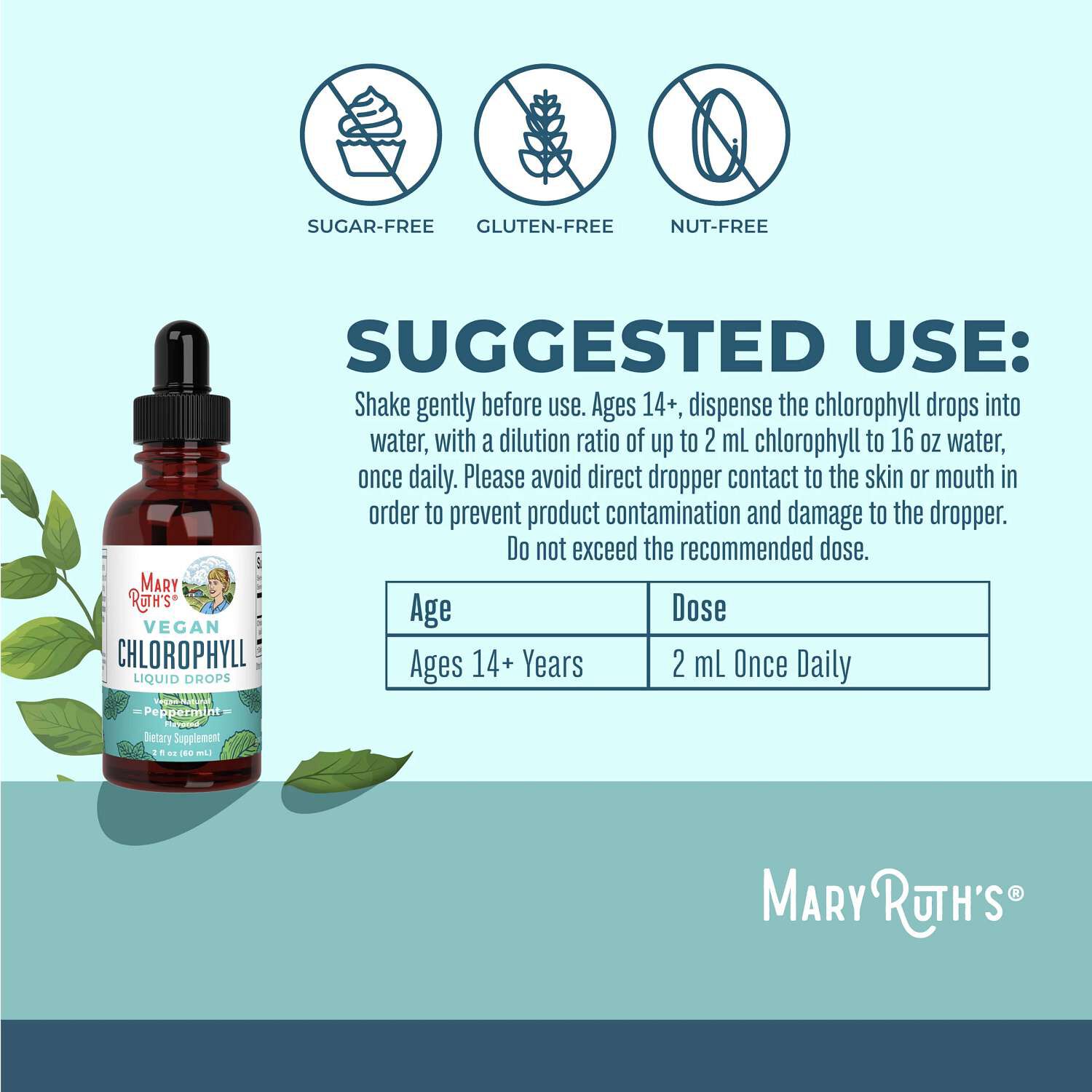 Vegan Chlorophyll Liquid Drops - Peppermint - 2 fl oz (30 Servings)