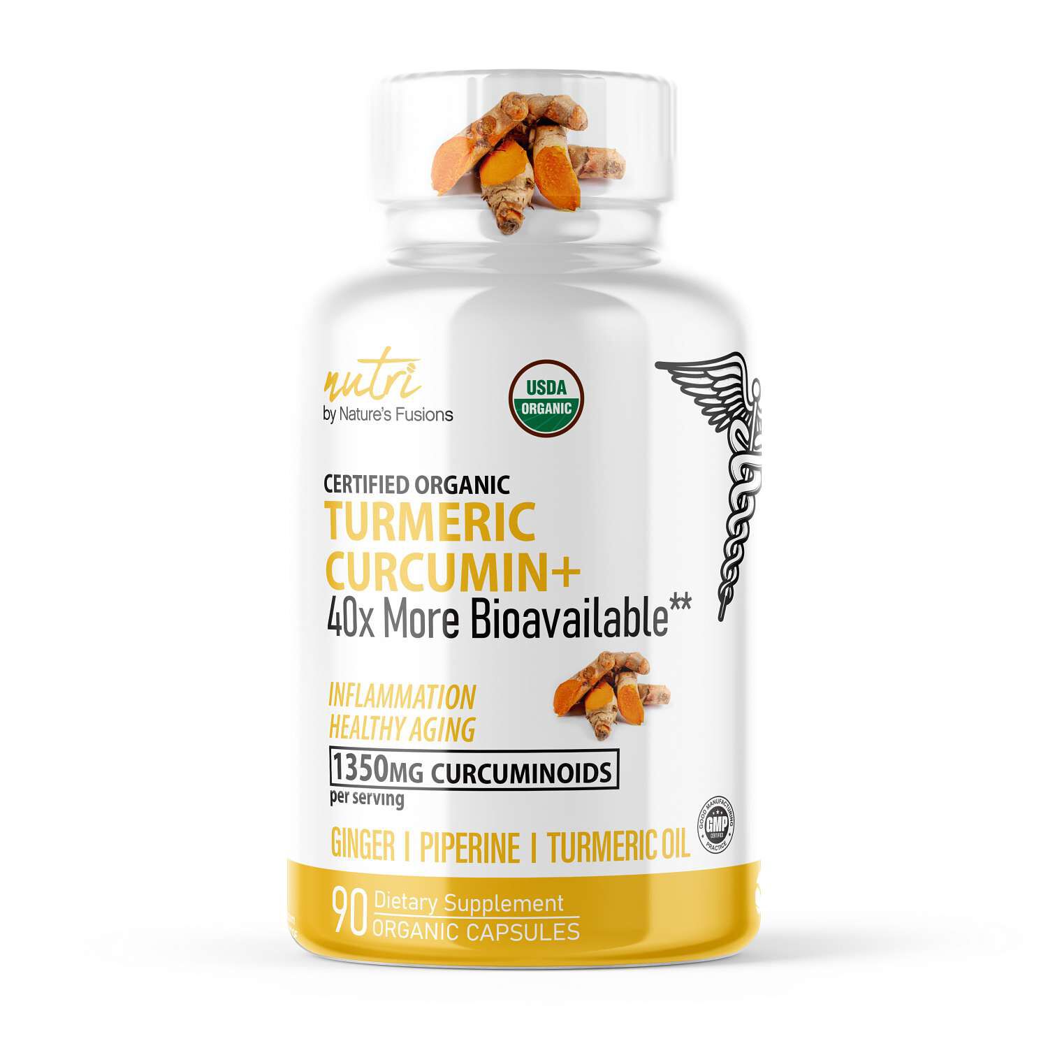 Turmeric Curcumin 1350mg - 90 Organic Capsules (30 Servings)