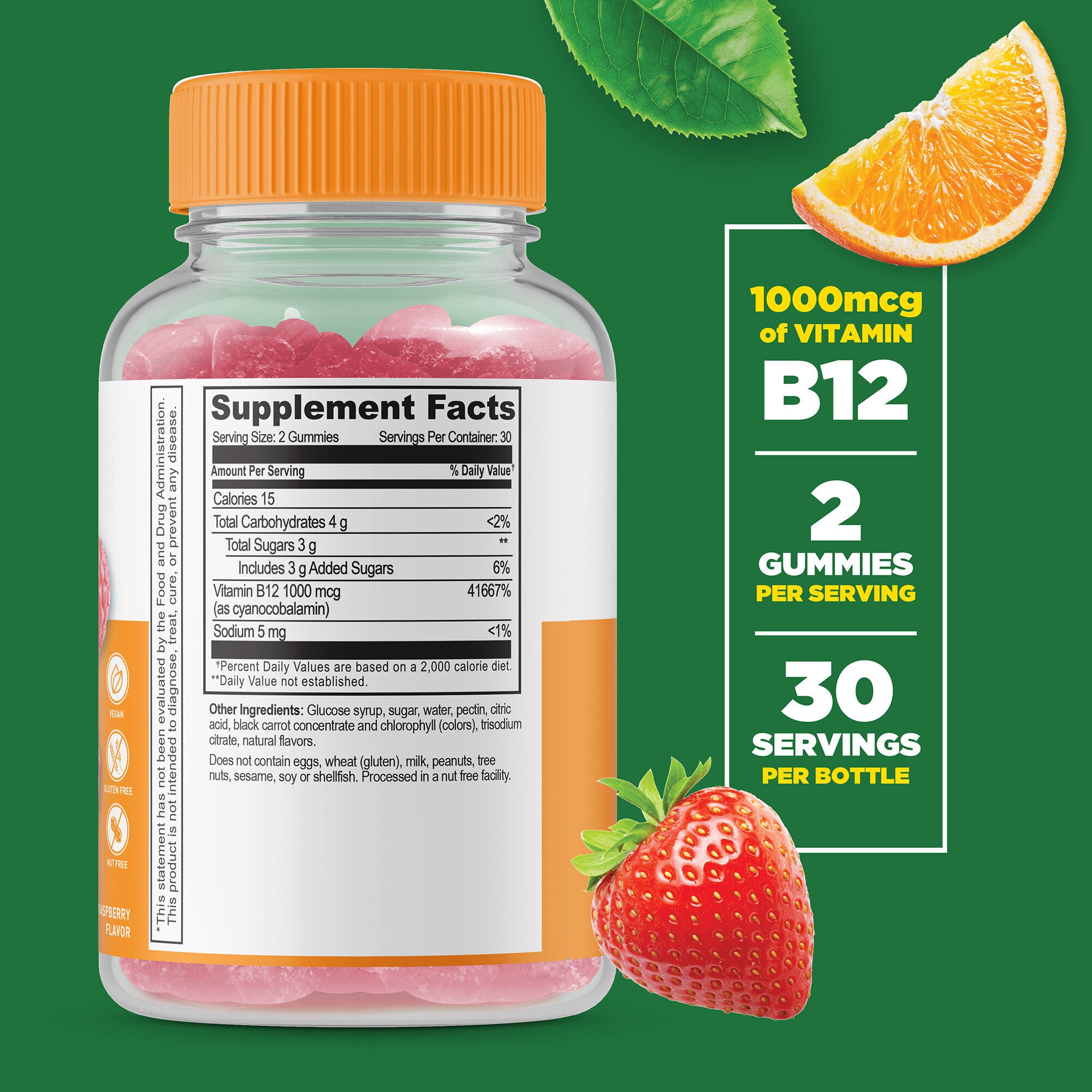 Vitamin B12 1000mcg - Raspberry - 60 Gummies (30 Servings)  | GNC