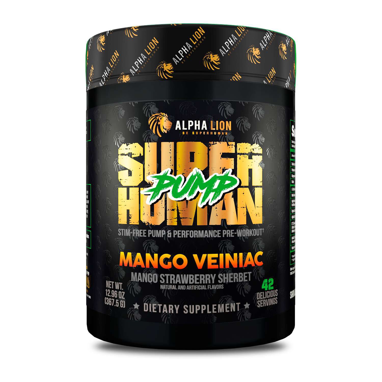 Superhuman Pump Stim-Free Pump Pre-Workout - Mango Strawberry Sherbet (24 Servings) Mango Strawberry Sherbet | GNC