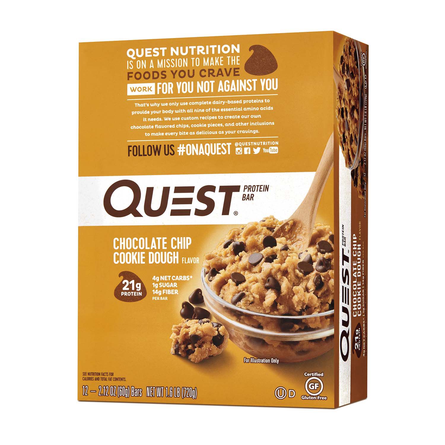 Quest Bar &ndash; Chocolate Chip Cookie Dough (12 Bars) Chocolate Chip Cookie Dough | GNC