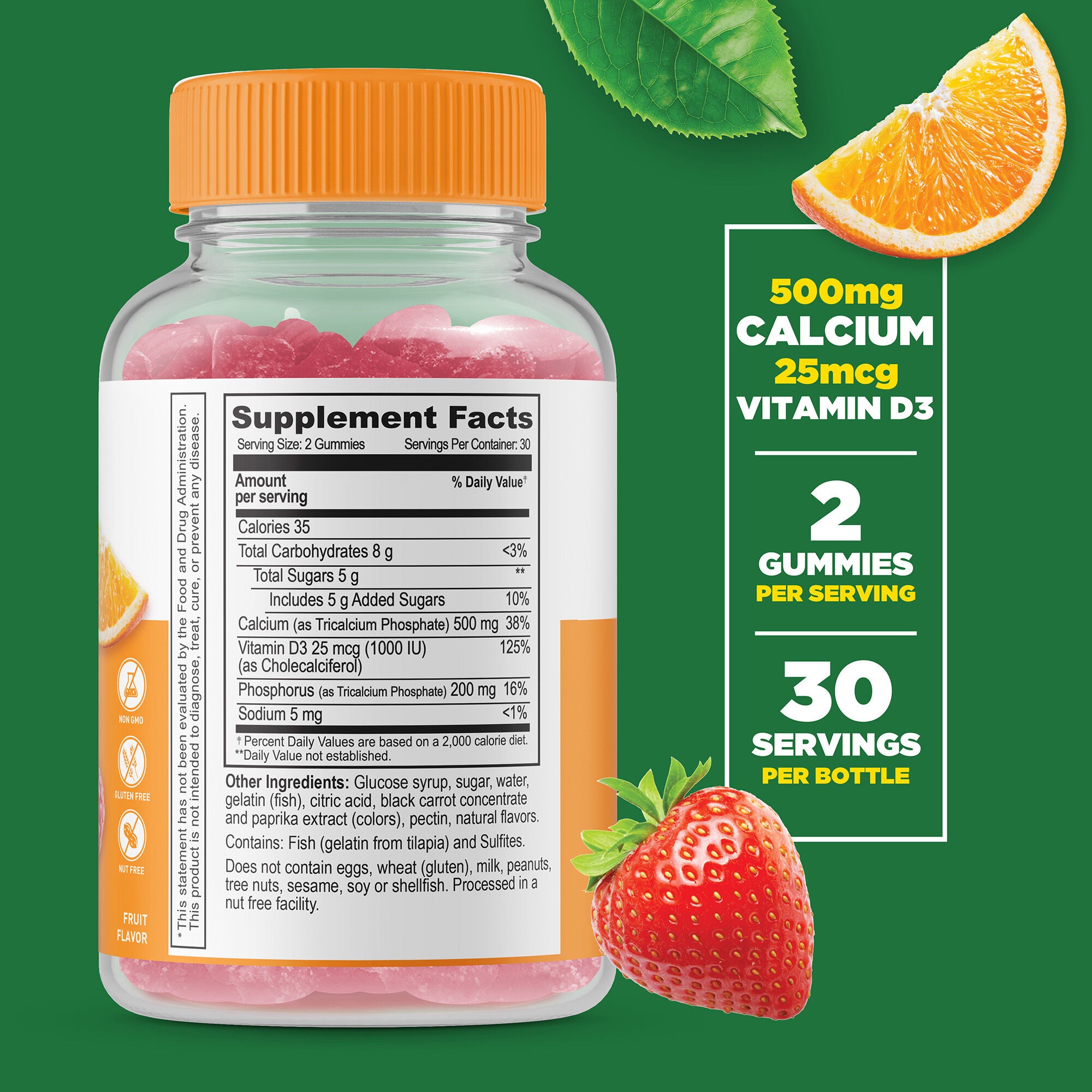 Calcium and Vitamin D3 - 60 Gummies (30 Servings)
