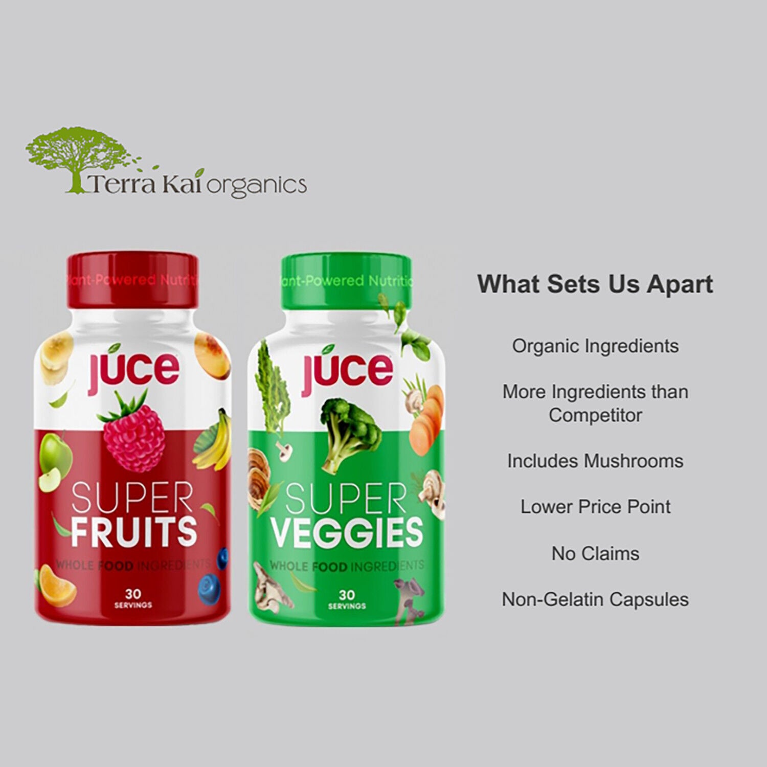 Juce Super Fruits and Veggies - 180 Capsules x 2 Bottles (30 Servings each)