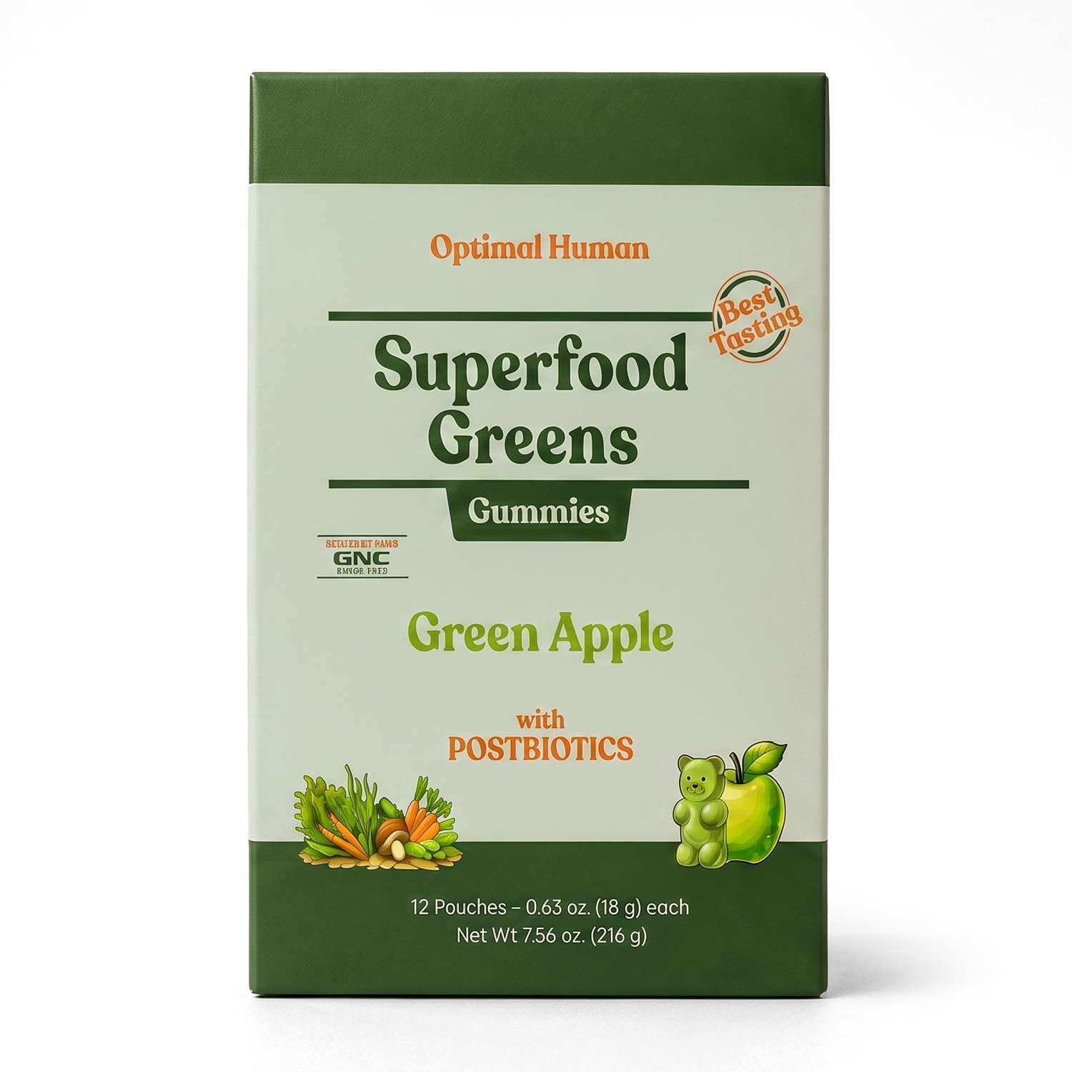 Superfood Greens Gummies - Green Apple (12 Pouches)  | GNC