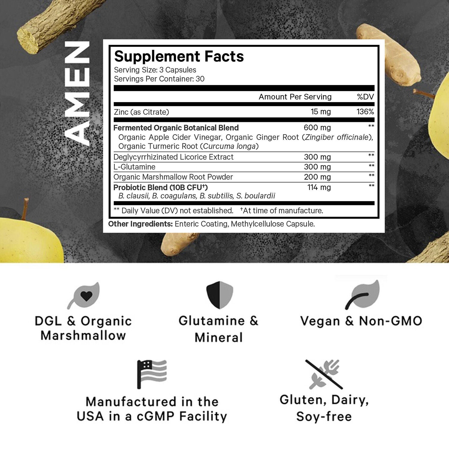 Amen Leaky Gut+ - 90 Veggie Capsules (30 Servings)  | GNC