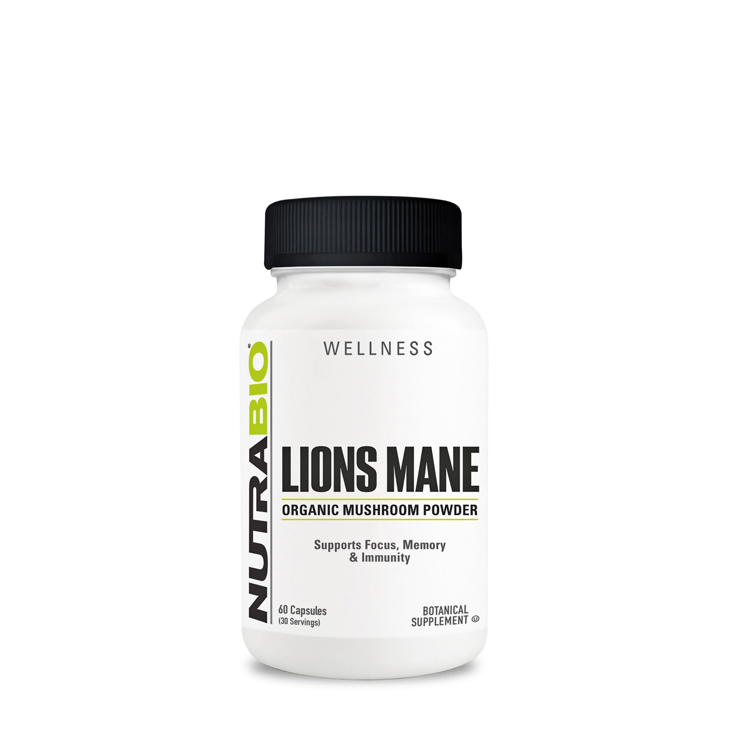 NutraBio Lions Mane Beta Glucan - 60 Capsules (30 Servings)
