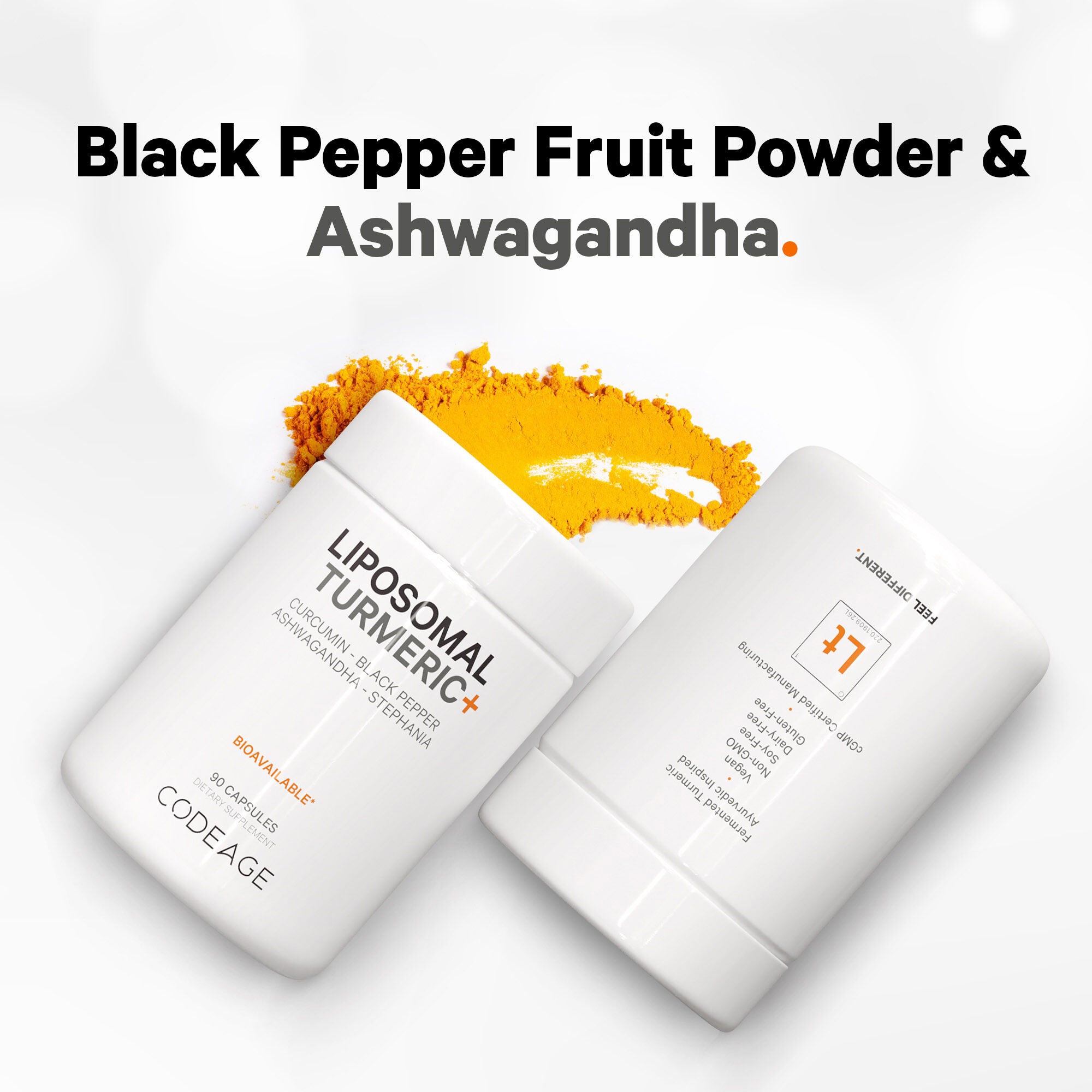 Liposomal Fermented Turmeric + Black Pepper - Curcumin & Ginger - 90 Capsules (30 Servings)