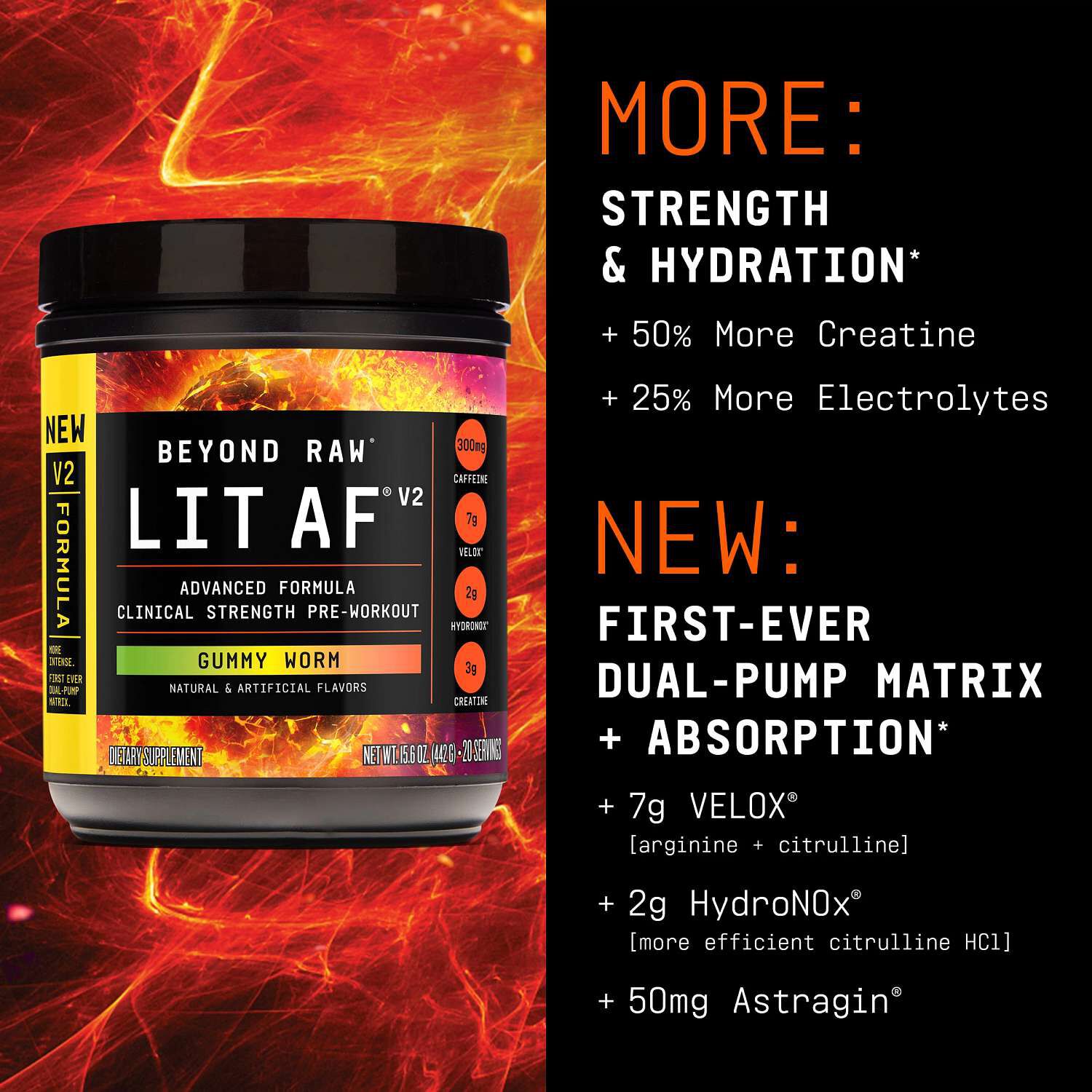 LIT AF&reg; V2 Pre-Workout - Gummy Worm (20 Servings) Gummy Worm | GNC