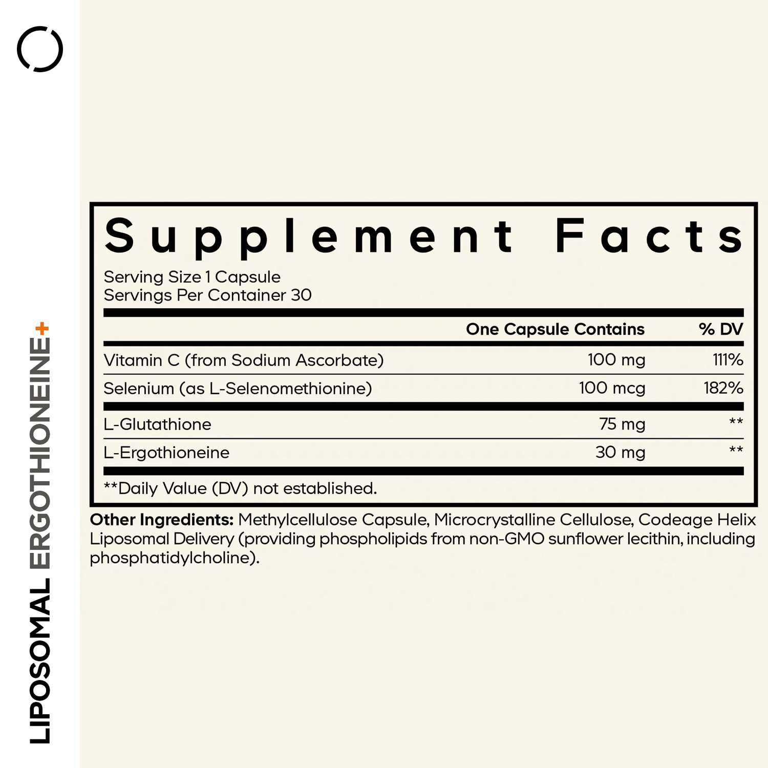 Liposomal Ergothioneine+ - 30 Vegetable Capsules (30 Servings)  | GNC