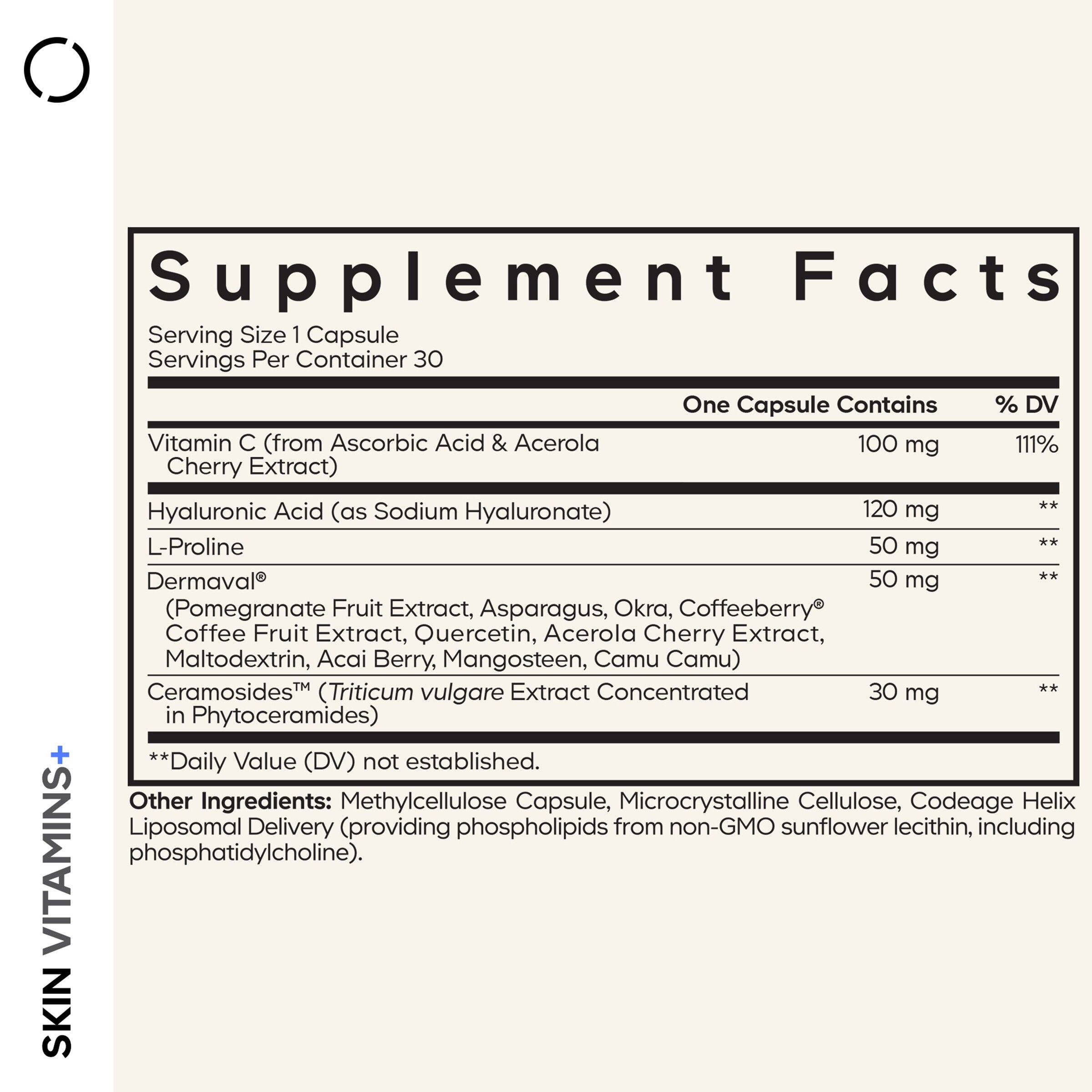 Skin Vitamins+ - 30 Vegetable Capsules (30 Servings)  | GNC