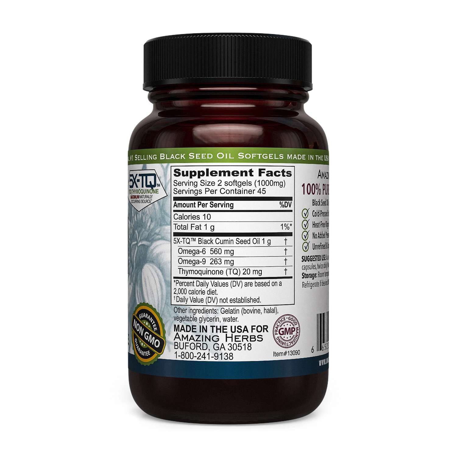 Black Seed&trade; 100% Pure Cold-Pressed Black Cumin Seed Oil - 90 Capsules (45 Servings)  | GNC