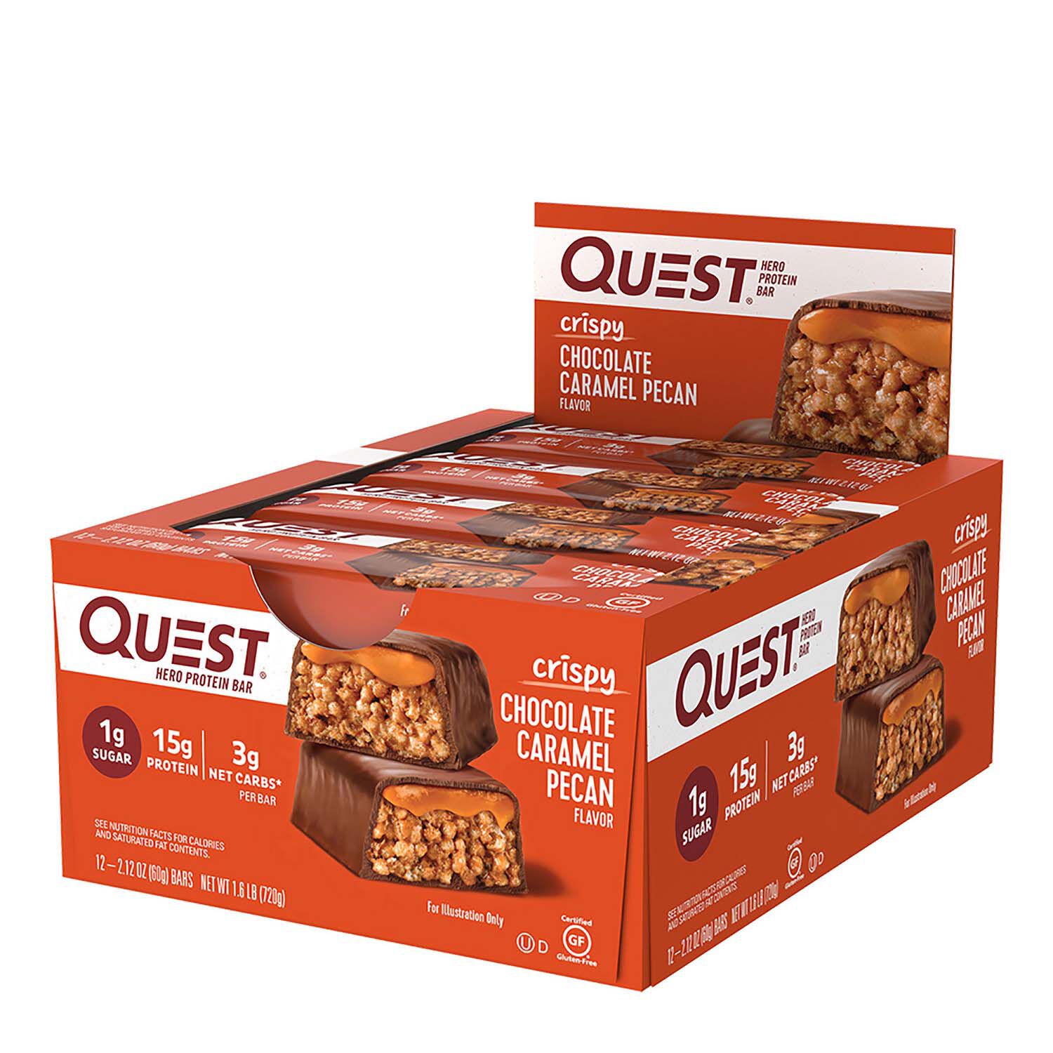 Quest Hero Protein Bar Choc Carmel Pecan Case