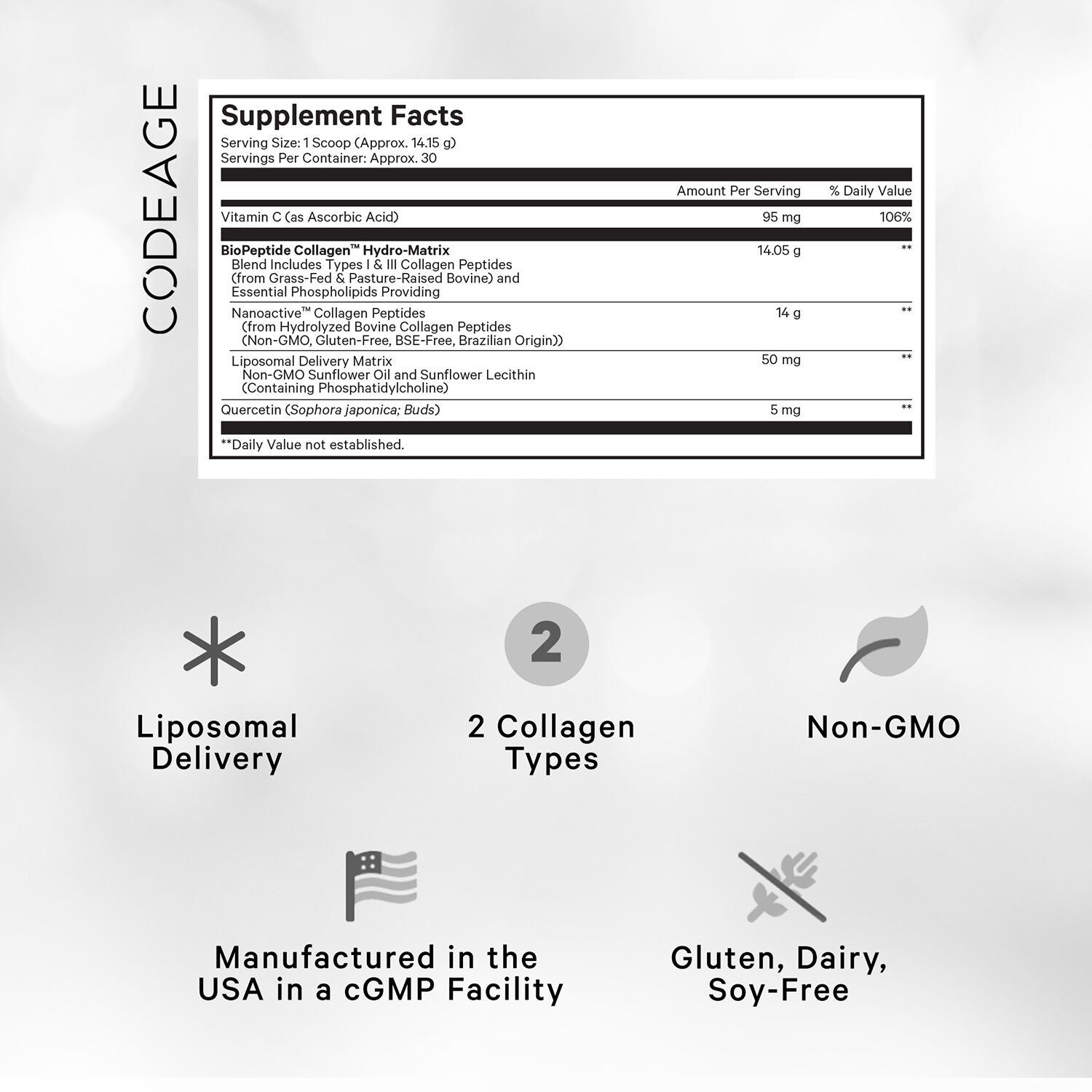 Liposomal Collagen Peptides - Unflavored - 14.97 oz. (30 Servings)  | GNC