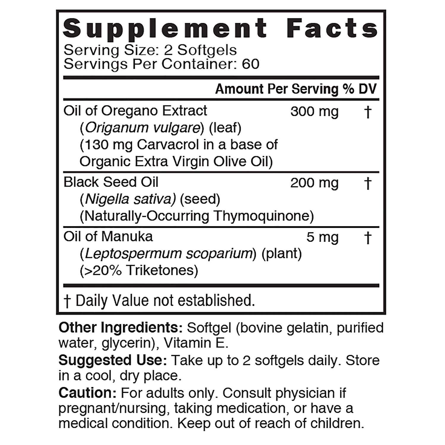 Oil of Oregano - 120 Softgels (60 Servings)  | GNC