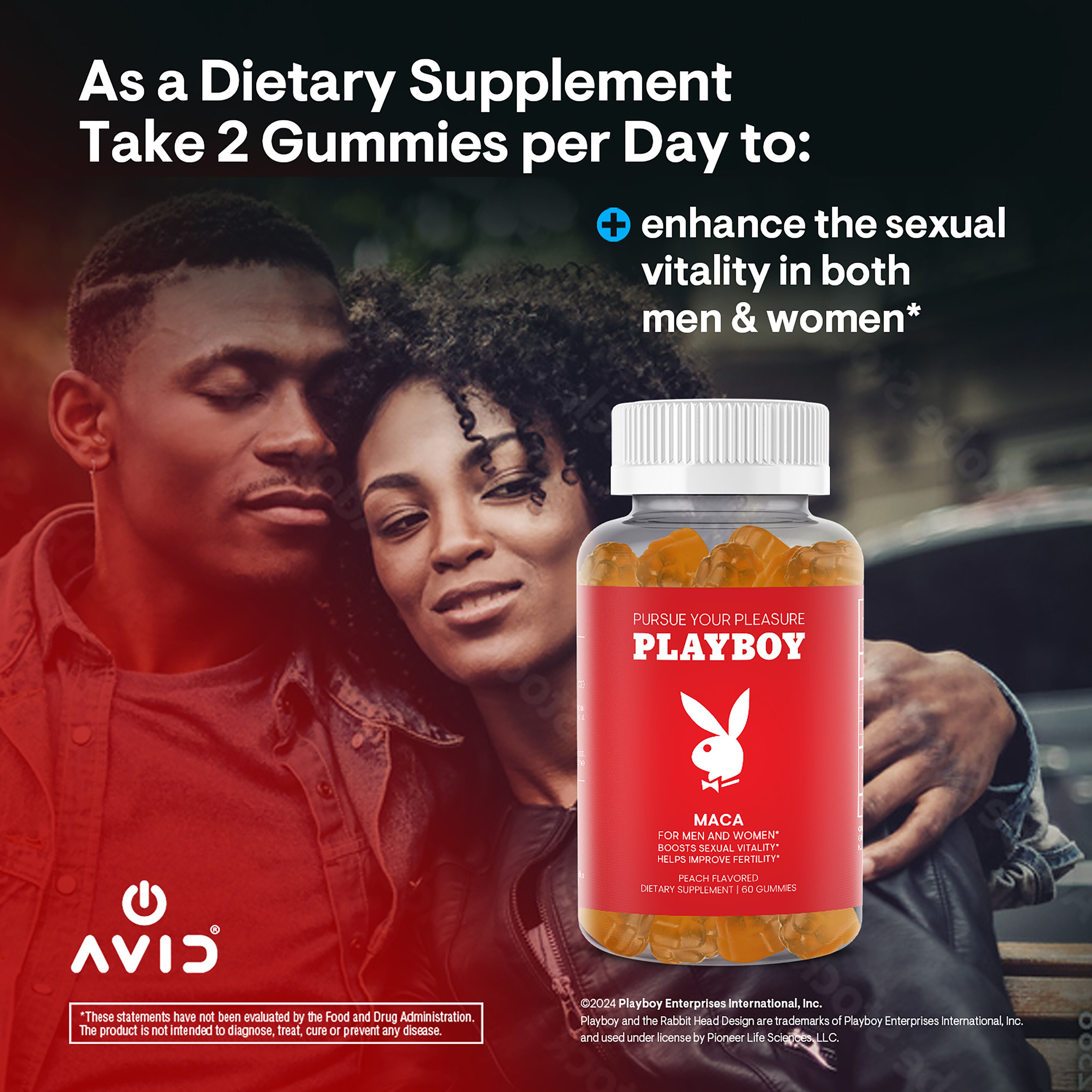 Playboy: Maca - Peach - 60 Gummies (30 Servings)