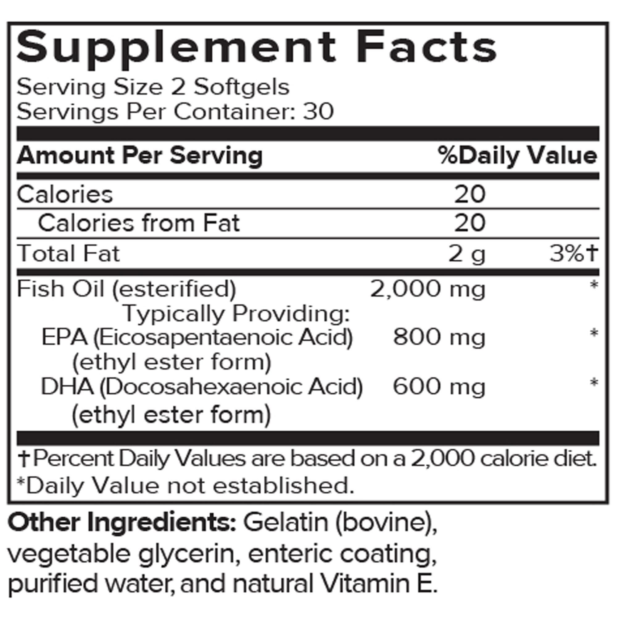 Omega 3 Fish Oil - 60 Softgels (30 Servings)