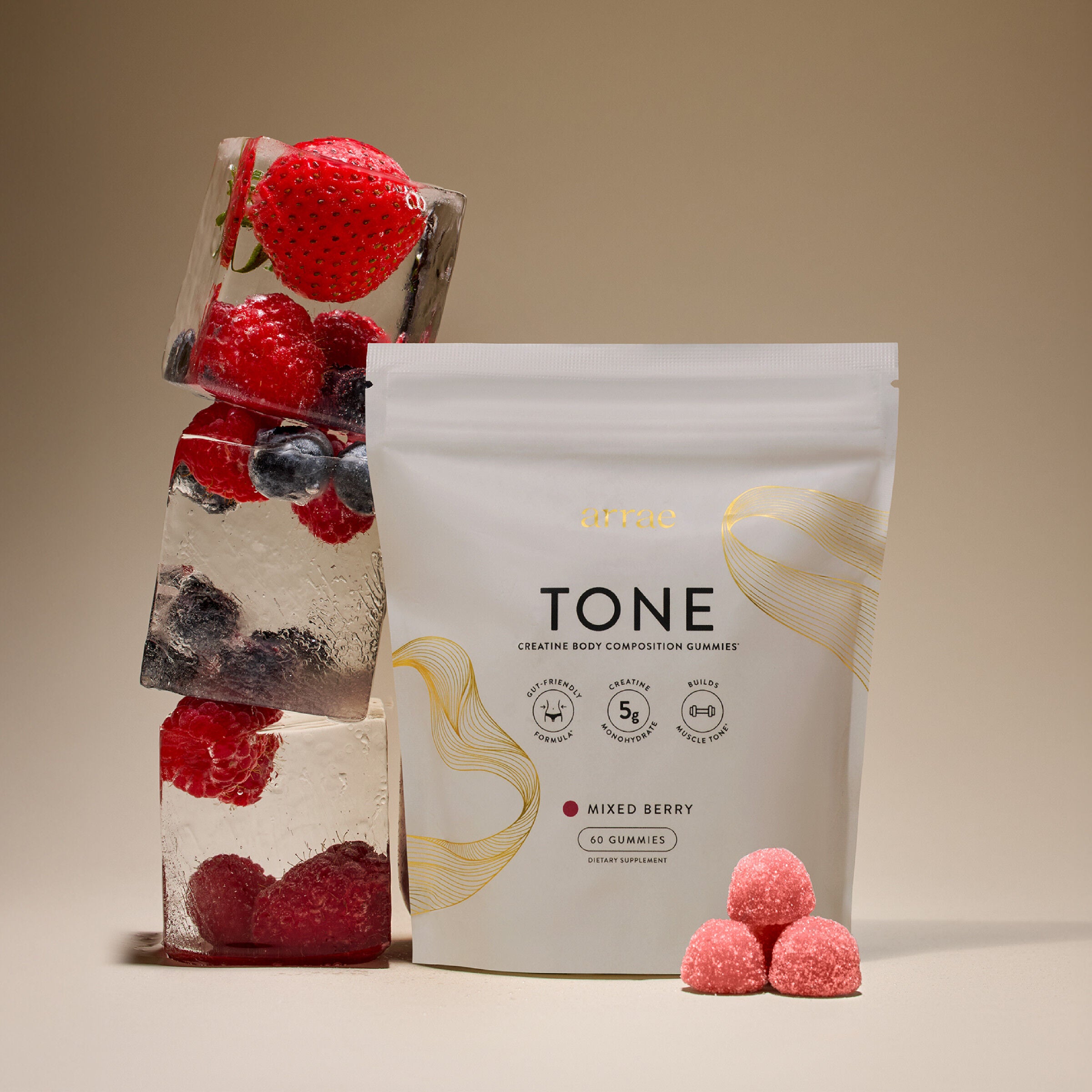 Tone Creatine Gummies - Mixed Berry - 60 Gummies (15-20 Servings)
