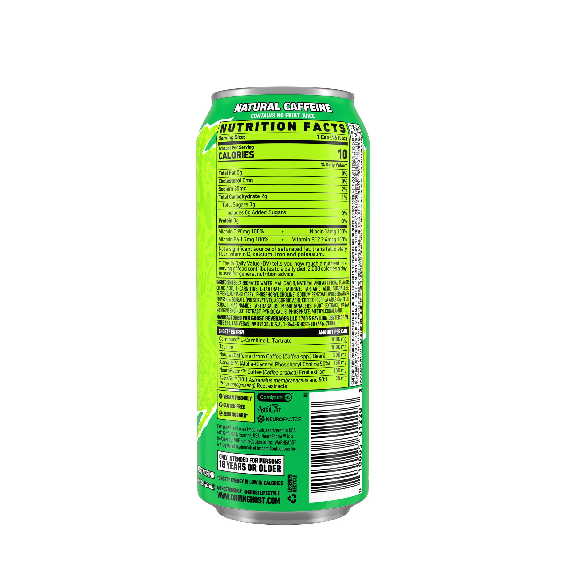 Energy Drink - Warheads&reg; Sour Green Apple - 16oz. (12 Cans) Warheads&reg; Sour Green Apple | GNC