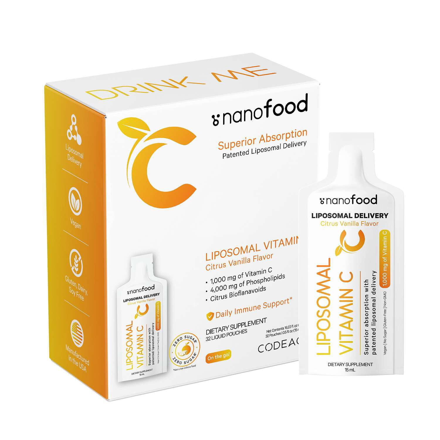 Liposomal Vitamin C Sachet - Citrus Vanilla - 32 Pouches (32 Servings)