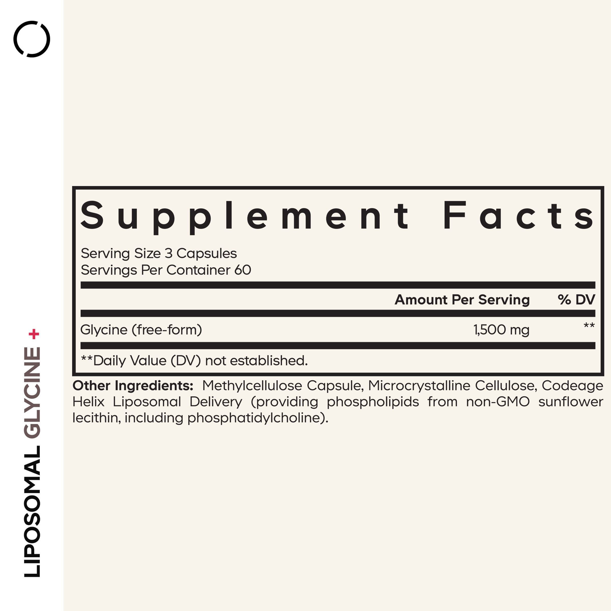 Liposomal Glycine+ - 180 Vegetable Capsules (60 Servings)