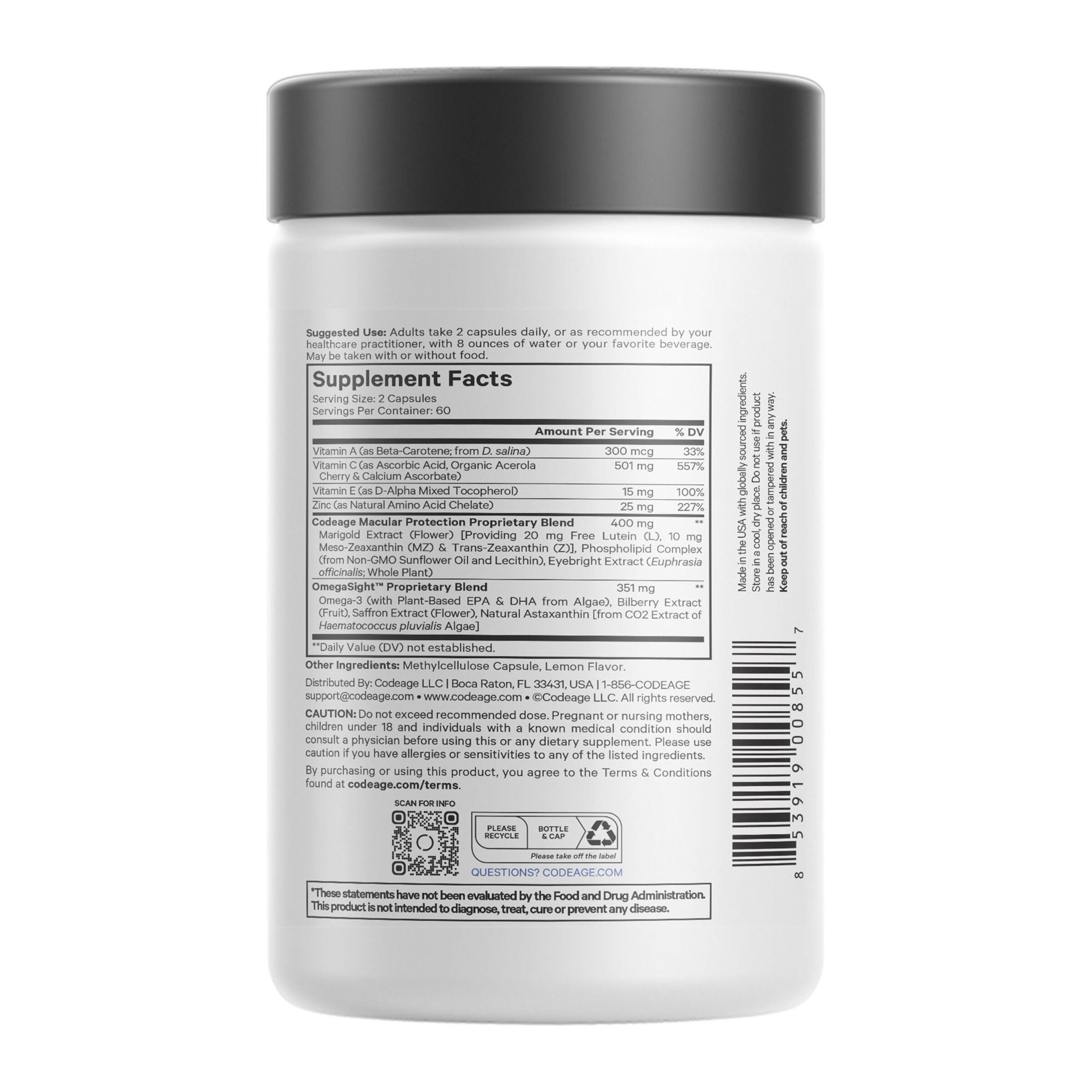 Eyes Vitamins+ Macular Health Complex - 120 Vegetable Capsules (60 Servings)