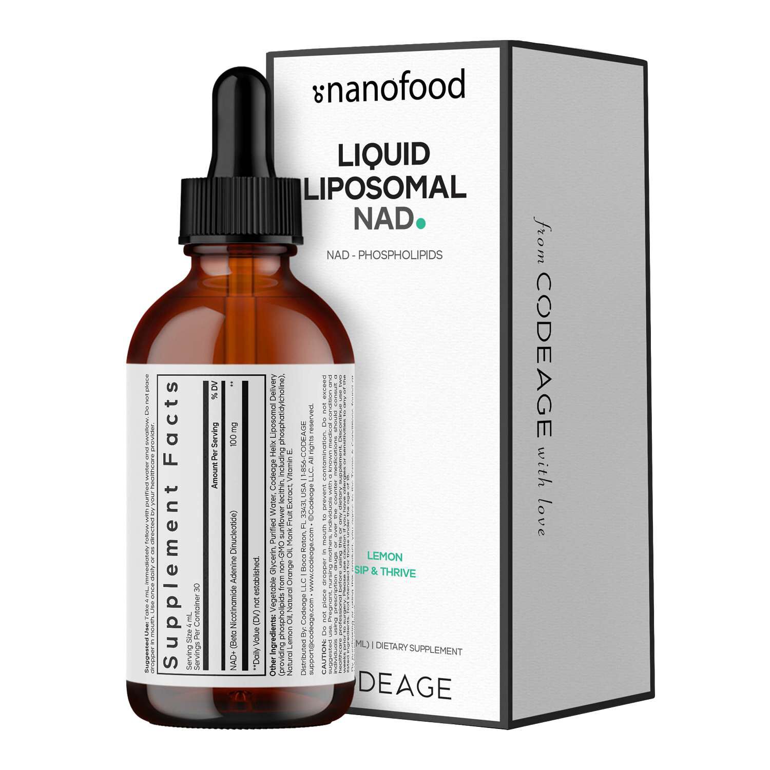 Liquid Liposomal NAD+ - Lemon - 4 fl oz. (30 Servings)