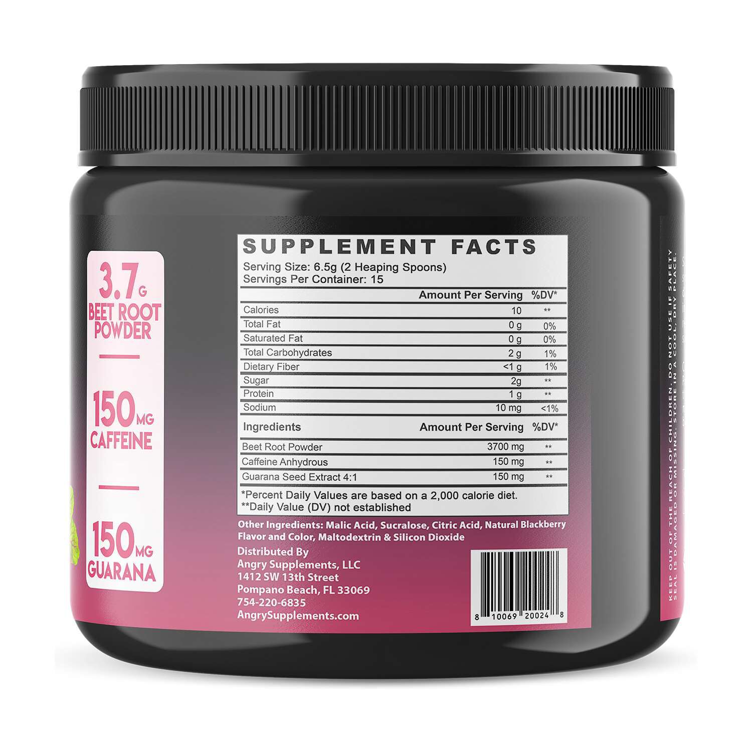 Angry Supplements Monster Girl Pre Workout Supplement Facts