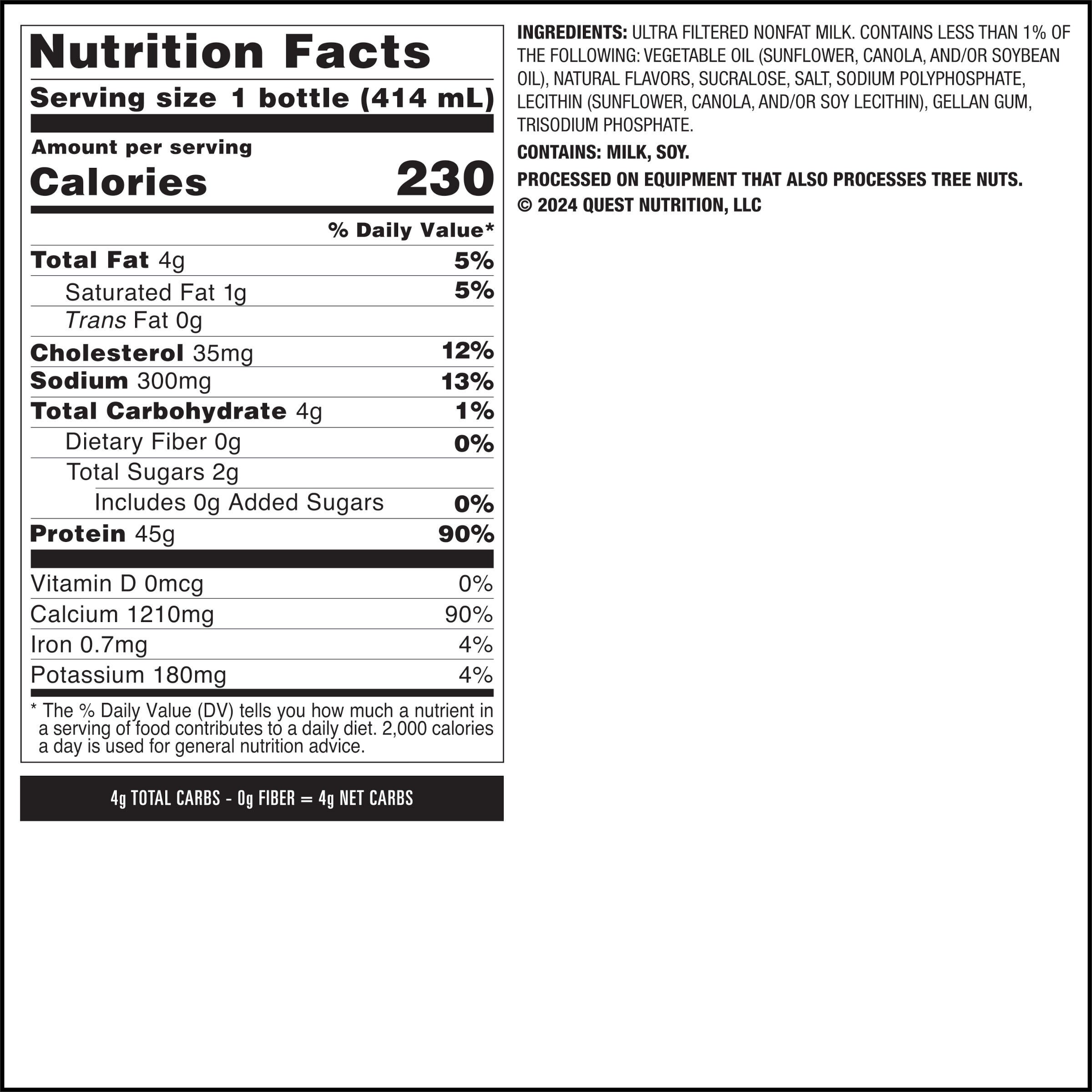 Protein Milkshake RTD - Strawberry - 14 fl oz (4 Bottles)  | GNC