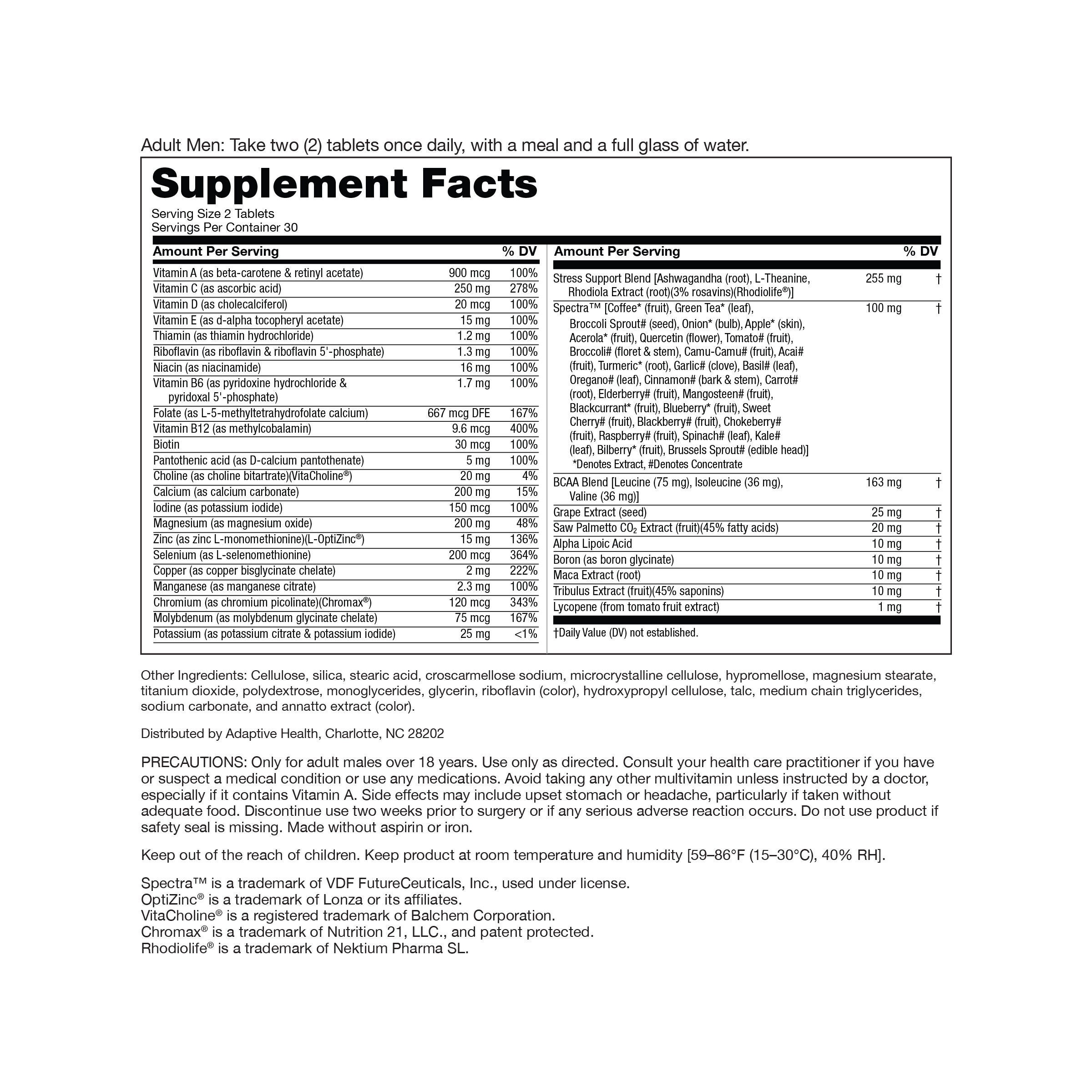 Men's Testosterone Multivitamin - 60 Tablets (30 Servings)