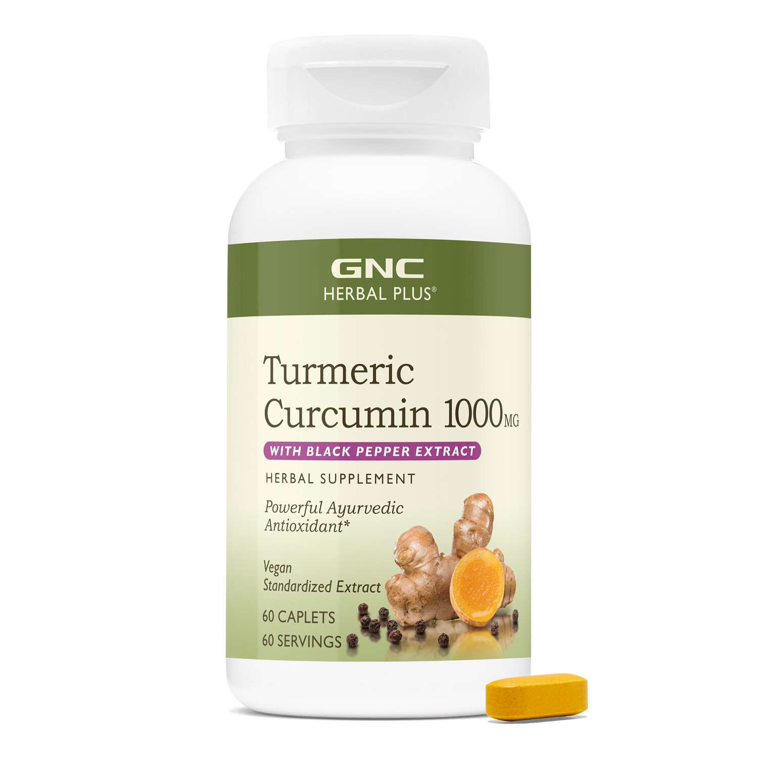 Turmeric Curcumin 1000mg Extra Strength - 60 Caplets (60 Servings)  | GNC