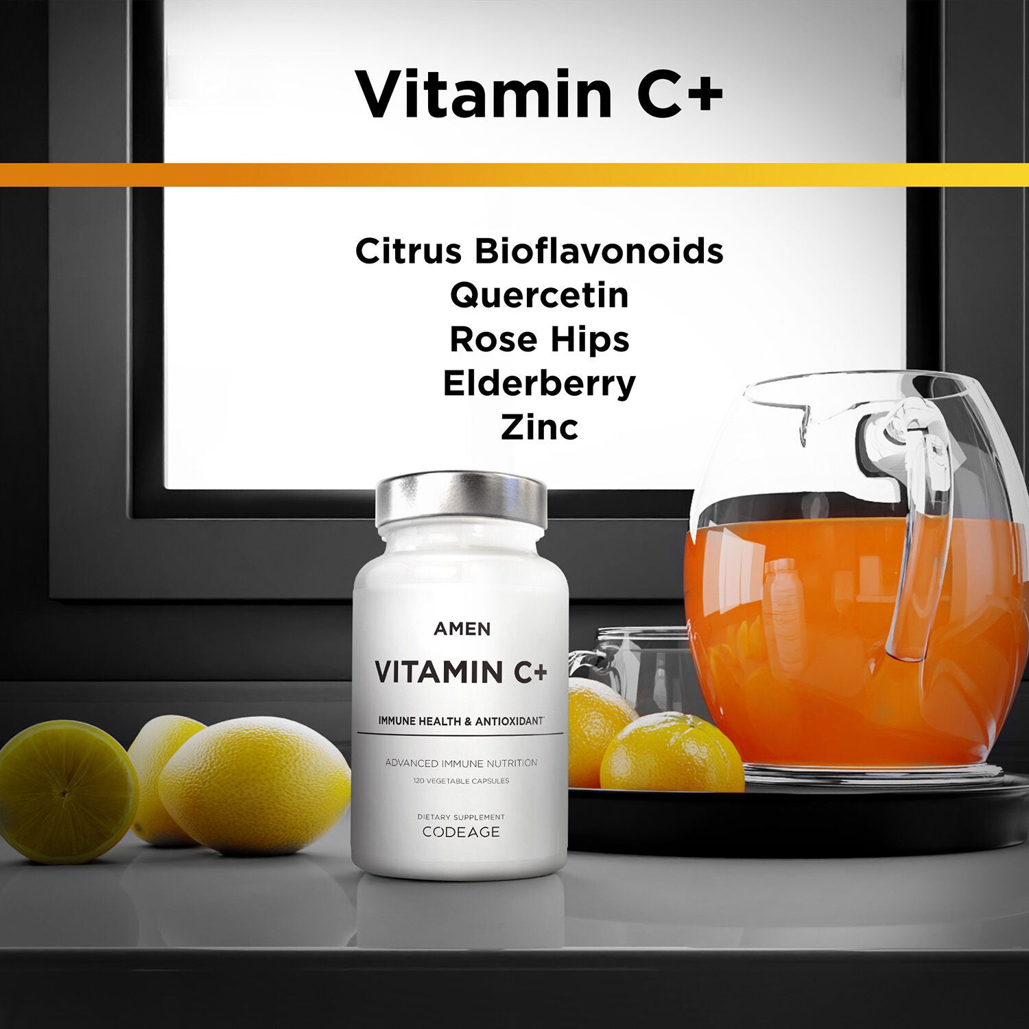Amen Vitamin C+ Zinc & Citrus Bioflavonoids- 120 Capsules (60 Servings)