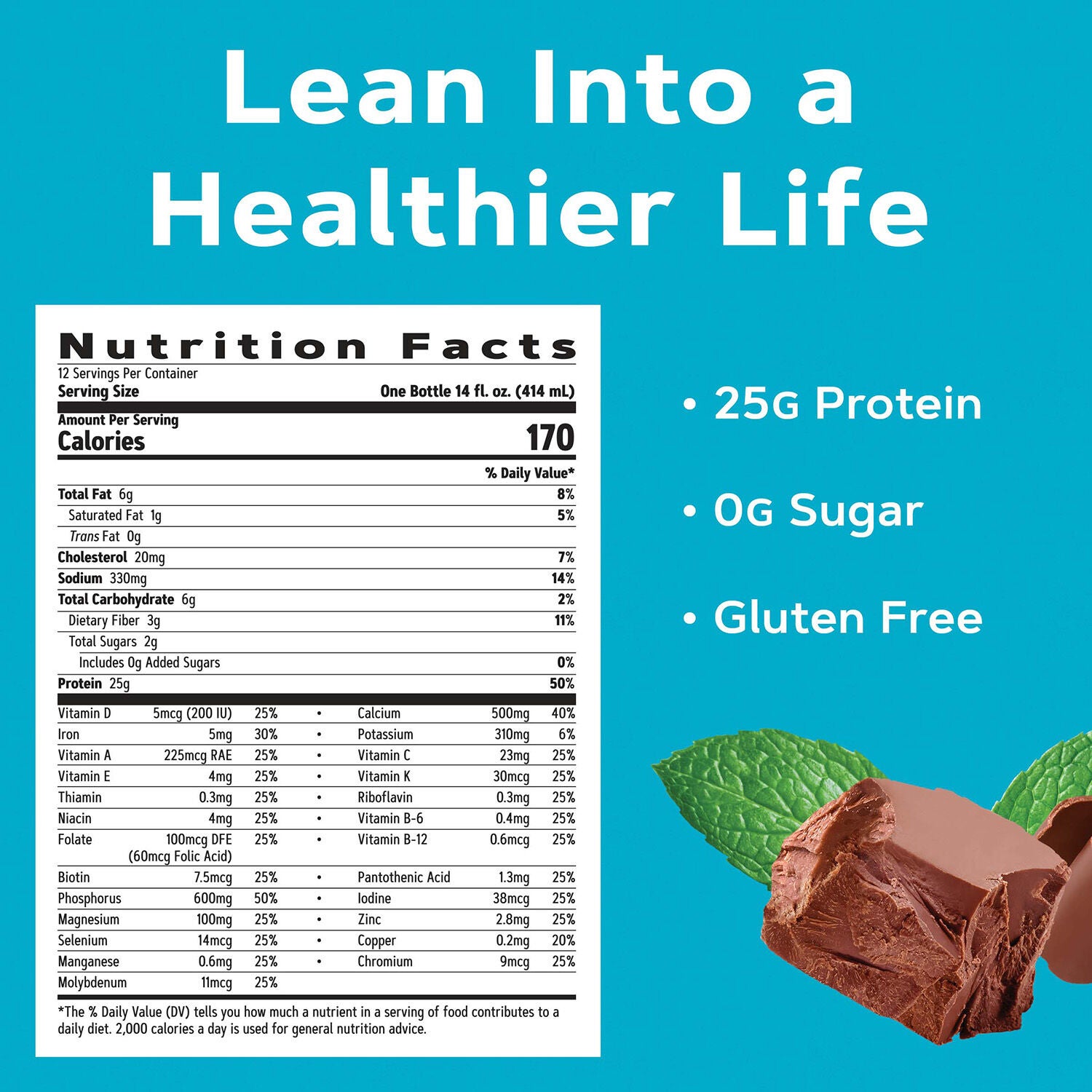 Lean Shake - Chocolate Mint - 14oz. (12 Bottles) Chocolate Mint | GNC