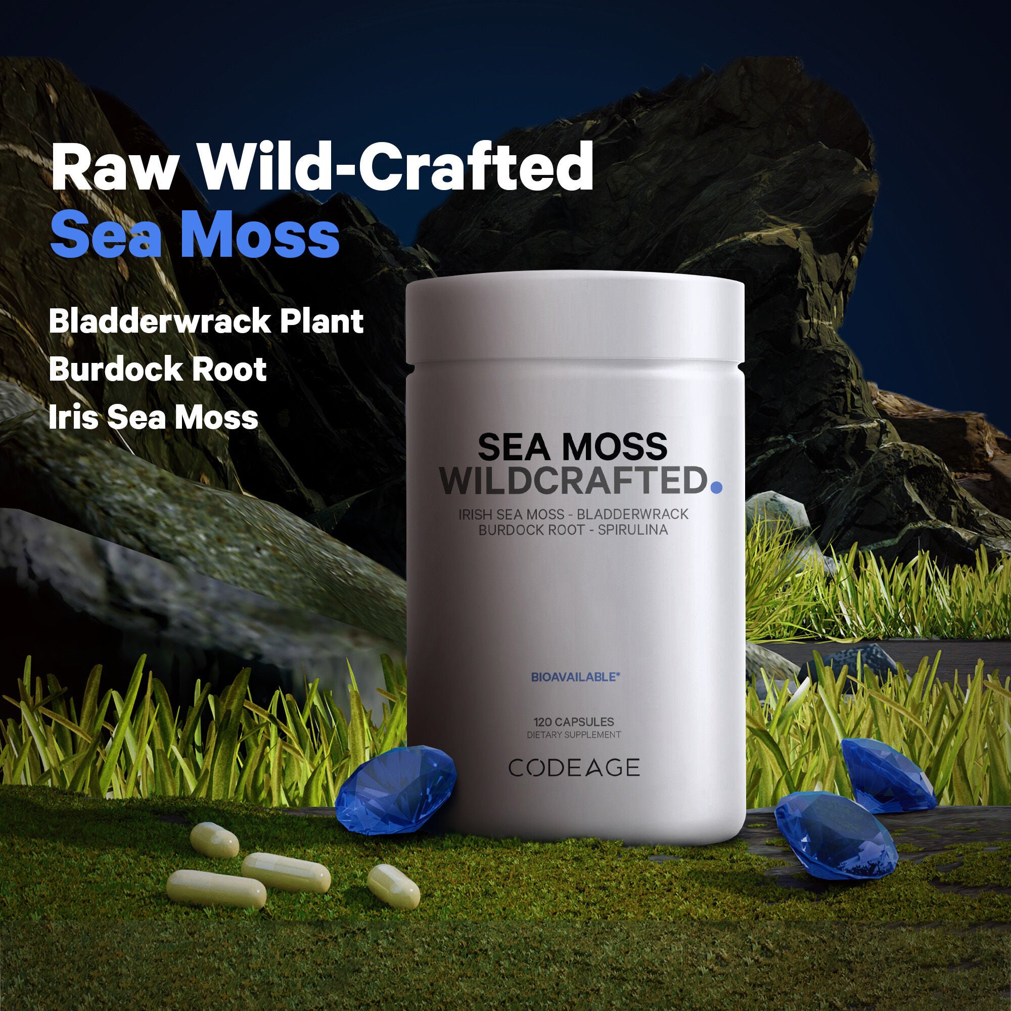 Wildcrafted Sea Moss - 120 Capsules (60 Servings)