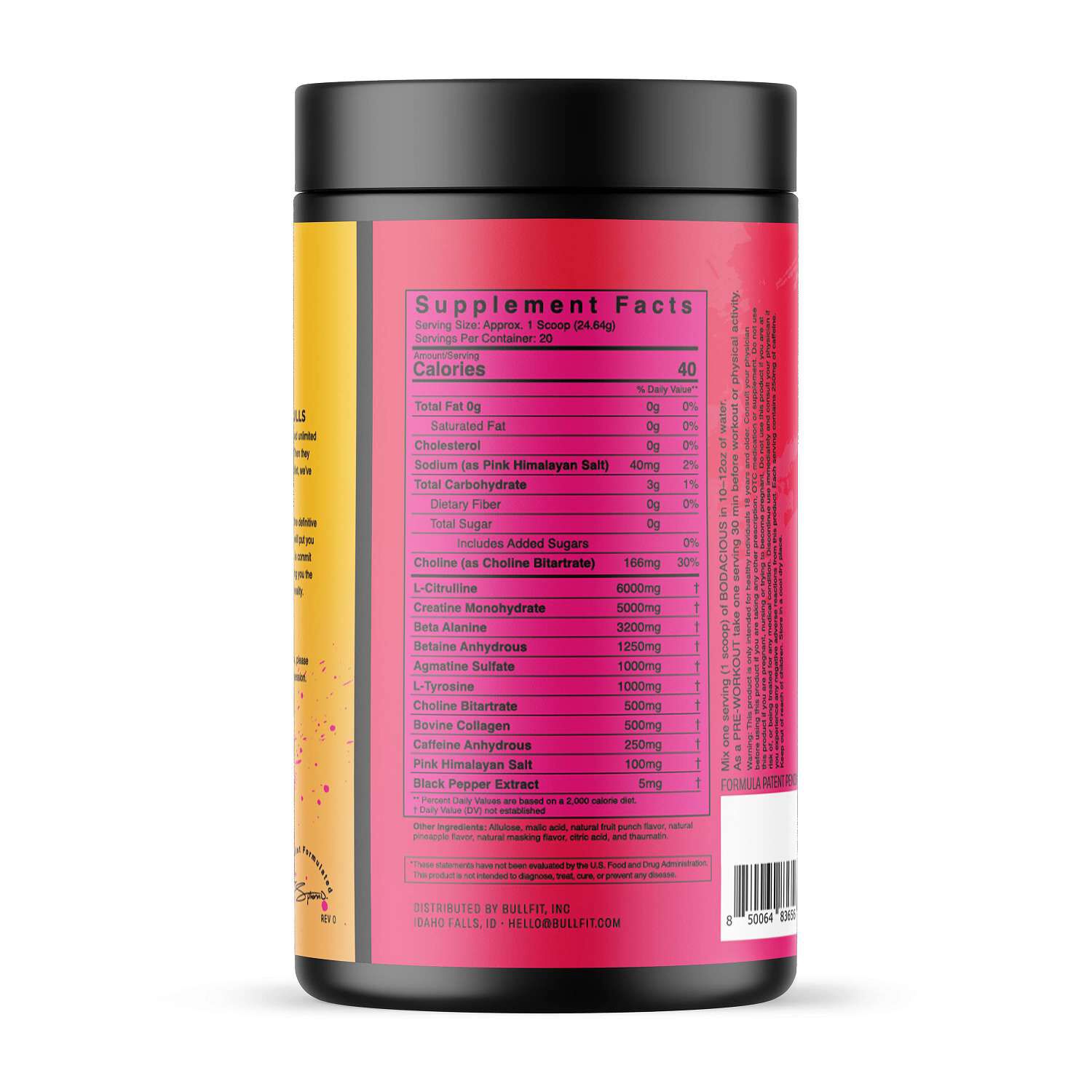 Bodacious Pre-Workout - Fruit Pump (20 Servings)