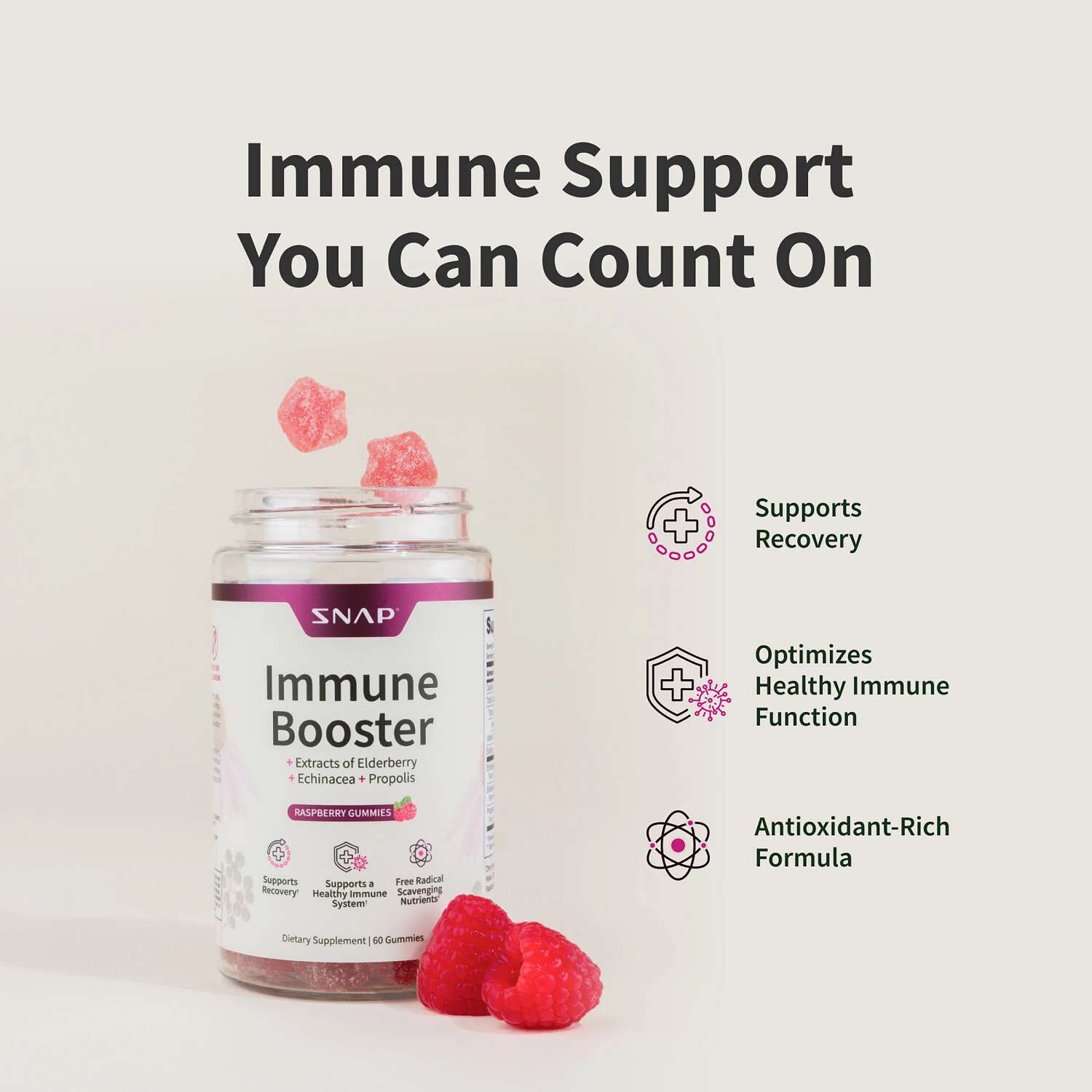 Immune Booster Elderberry Extract - 60 Gummies (30 Servings)