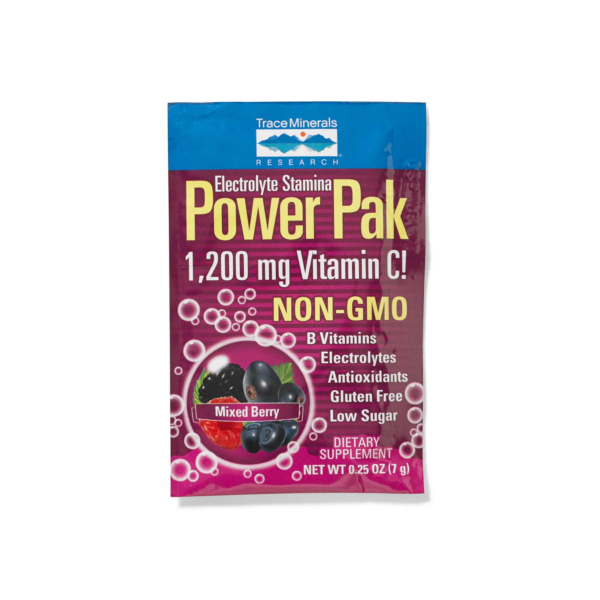 Trace Minerals Research Electrolyte Stamina Power Pak 1 200 Mg Vitamin C Mixed Berry Gnc