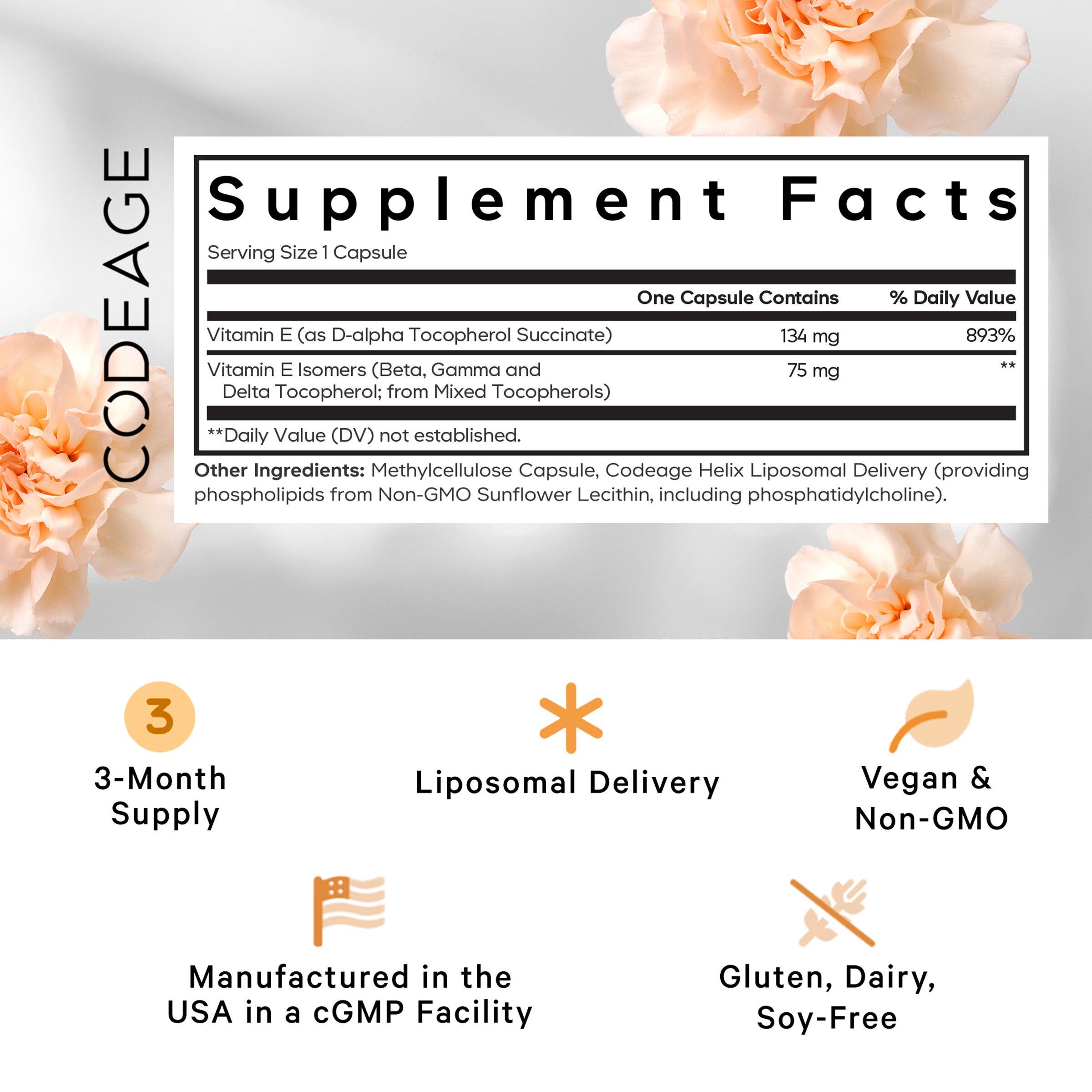 Liposomal Vitamin E - 90 Capsules (90 Servings)  | GNC