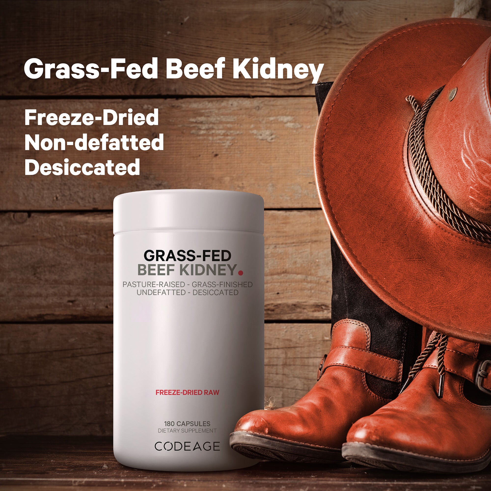 Beef Kidney Supplement - Grass Fed - 180 Capsules (30 Servings)
