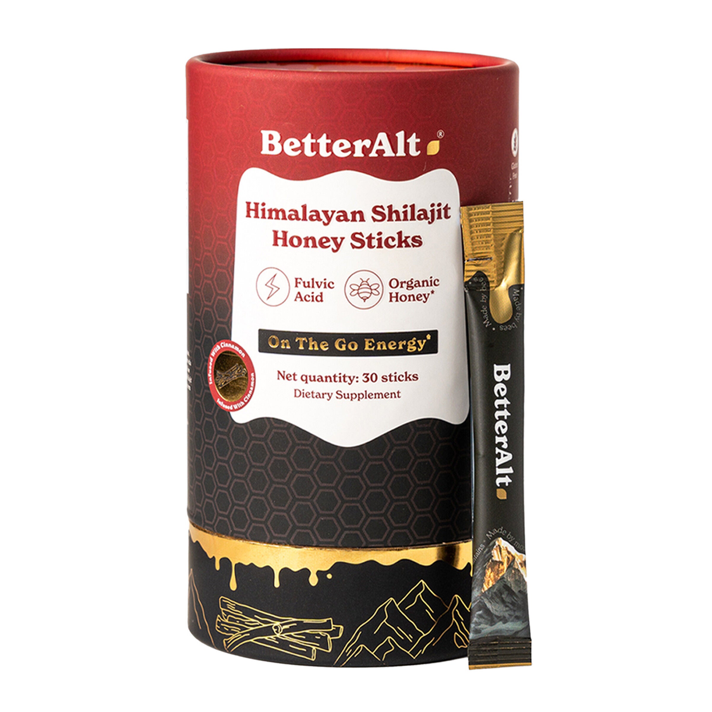 Himalayan Shilajit Honey Sticks - Cinnamon - 30 Sticks (30 Servings)