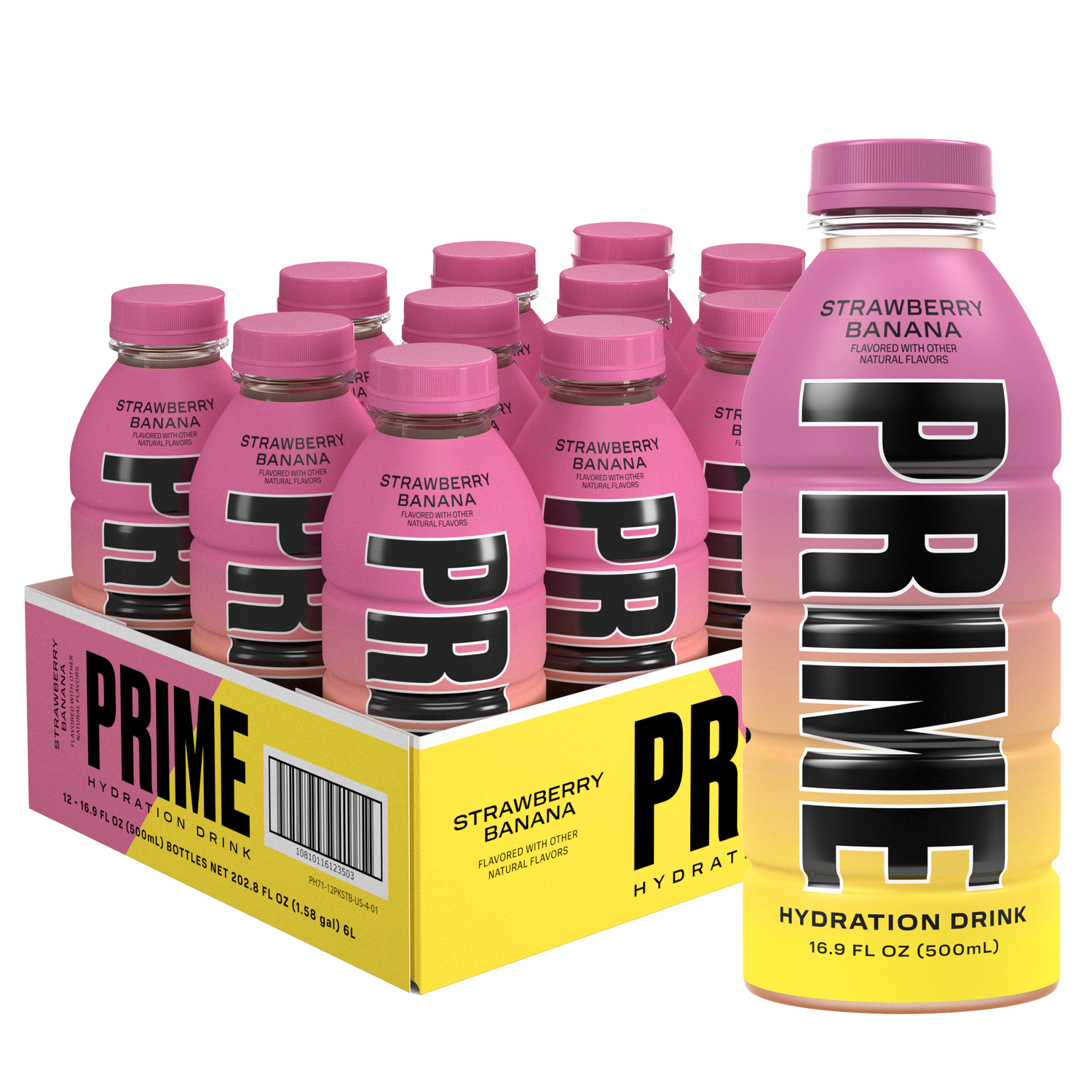 PRIME Hydration Drink - Strawberry Banana - 16.9Oz. (12 Bottles)