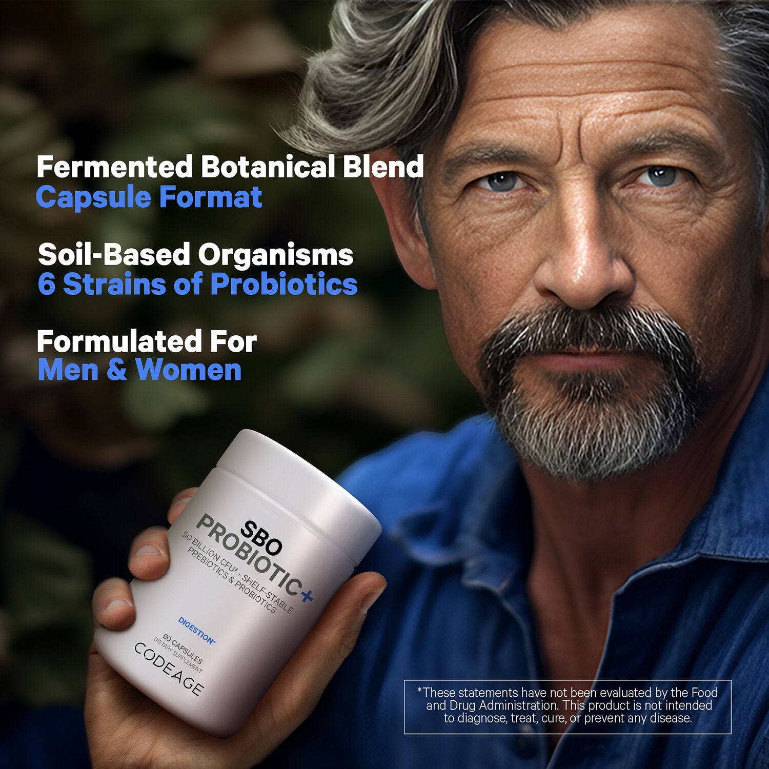 SBO Probiotic+ 50 Billion CFU &amp; Prebiotics - Vegan Digestion Supplement - 90 Capsules (45 Servings)  | GNC